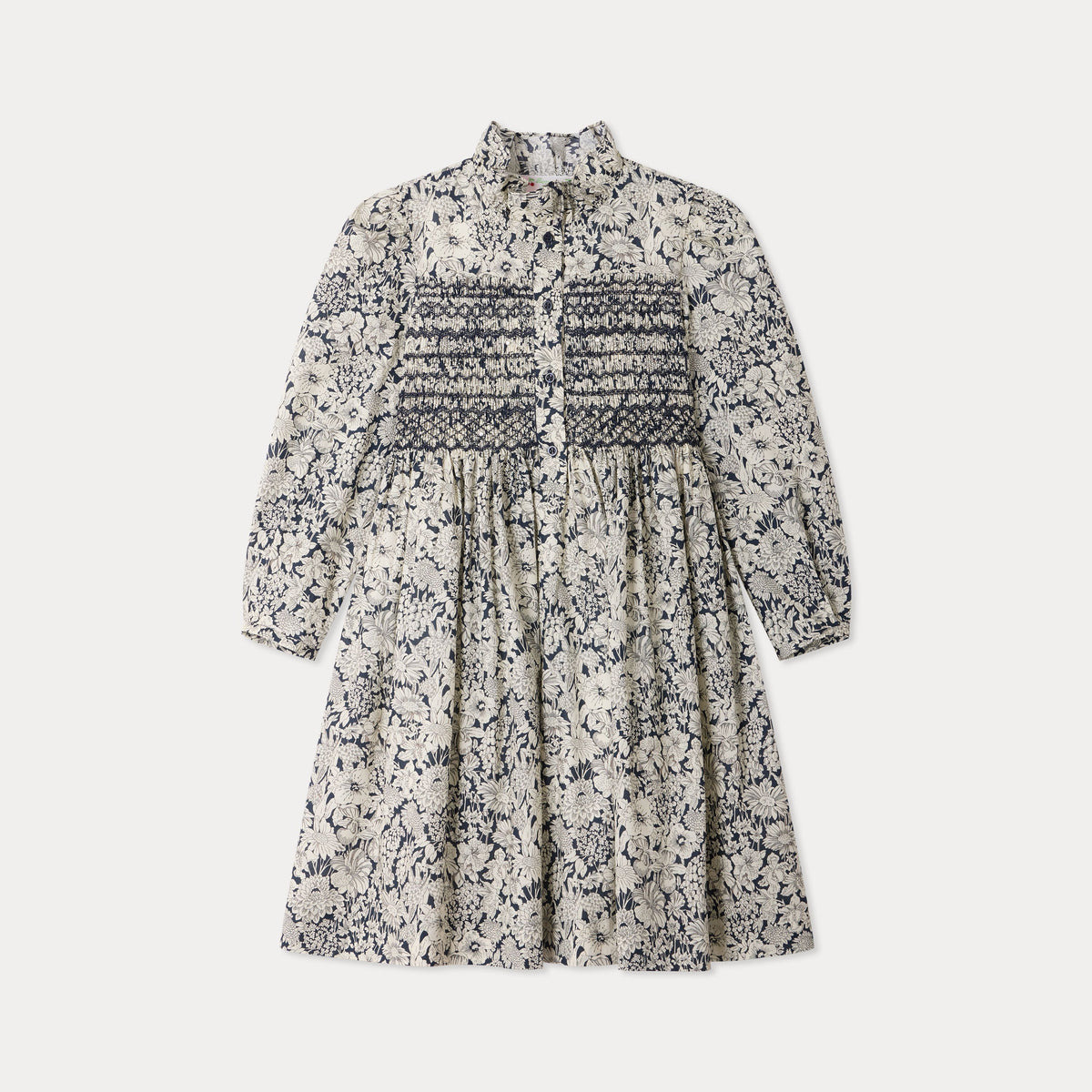 Girls Navy Flower Cotton Dress
