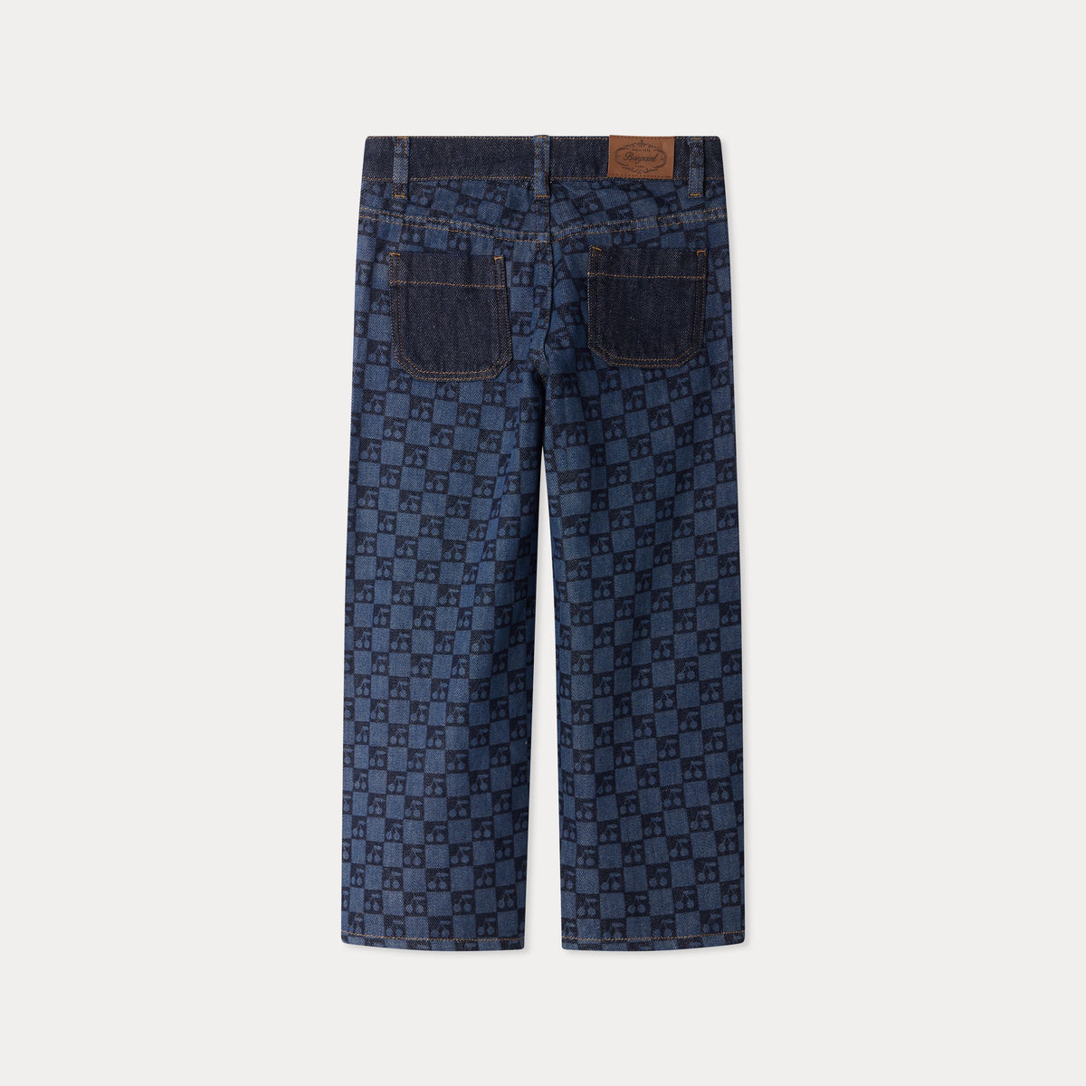 Pantalon en jean à carreaux bleu foncé pour femme