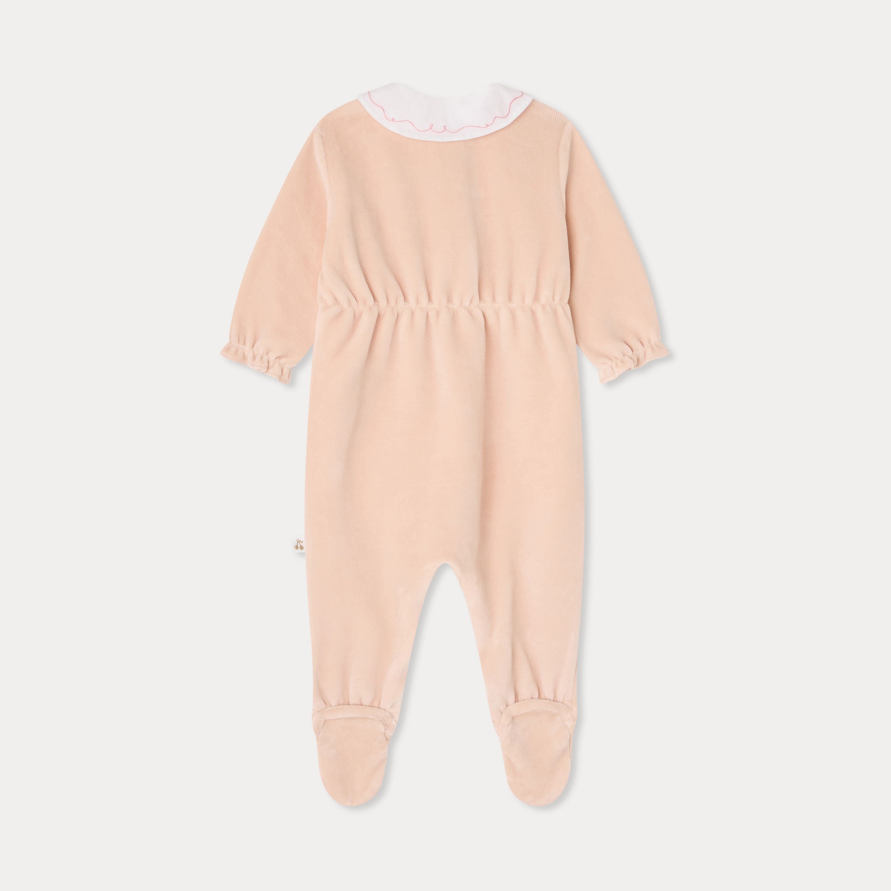 Baby Girls Rose Velvet Babysuit