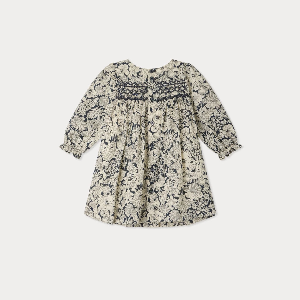 Baby Girls Navy Flower Cotton Dress