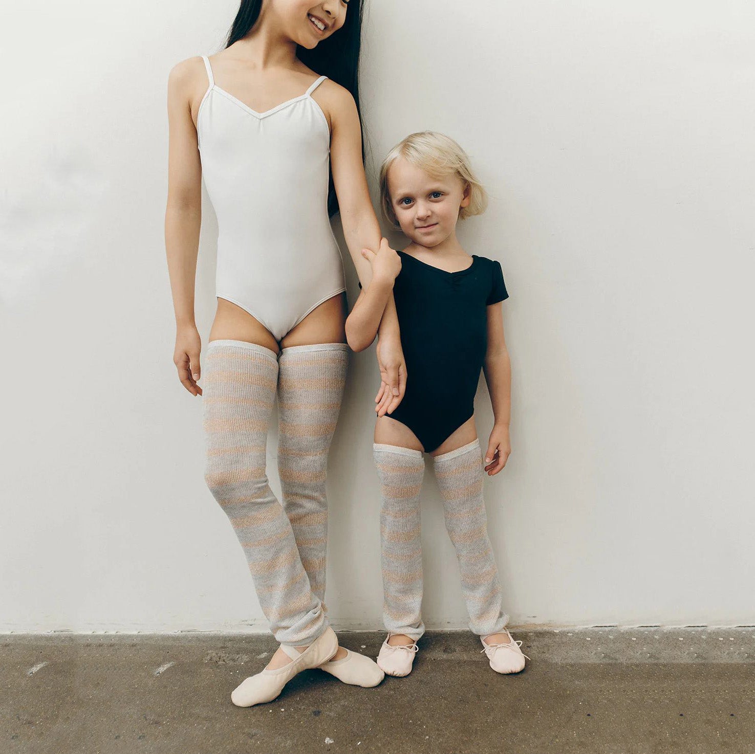 Boys & Girls Gold Stripes Ballet Leg Warmers(Whisper - KIDS leg warmers)