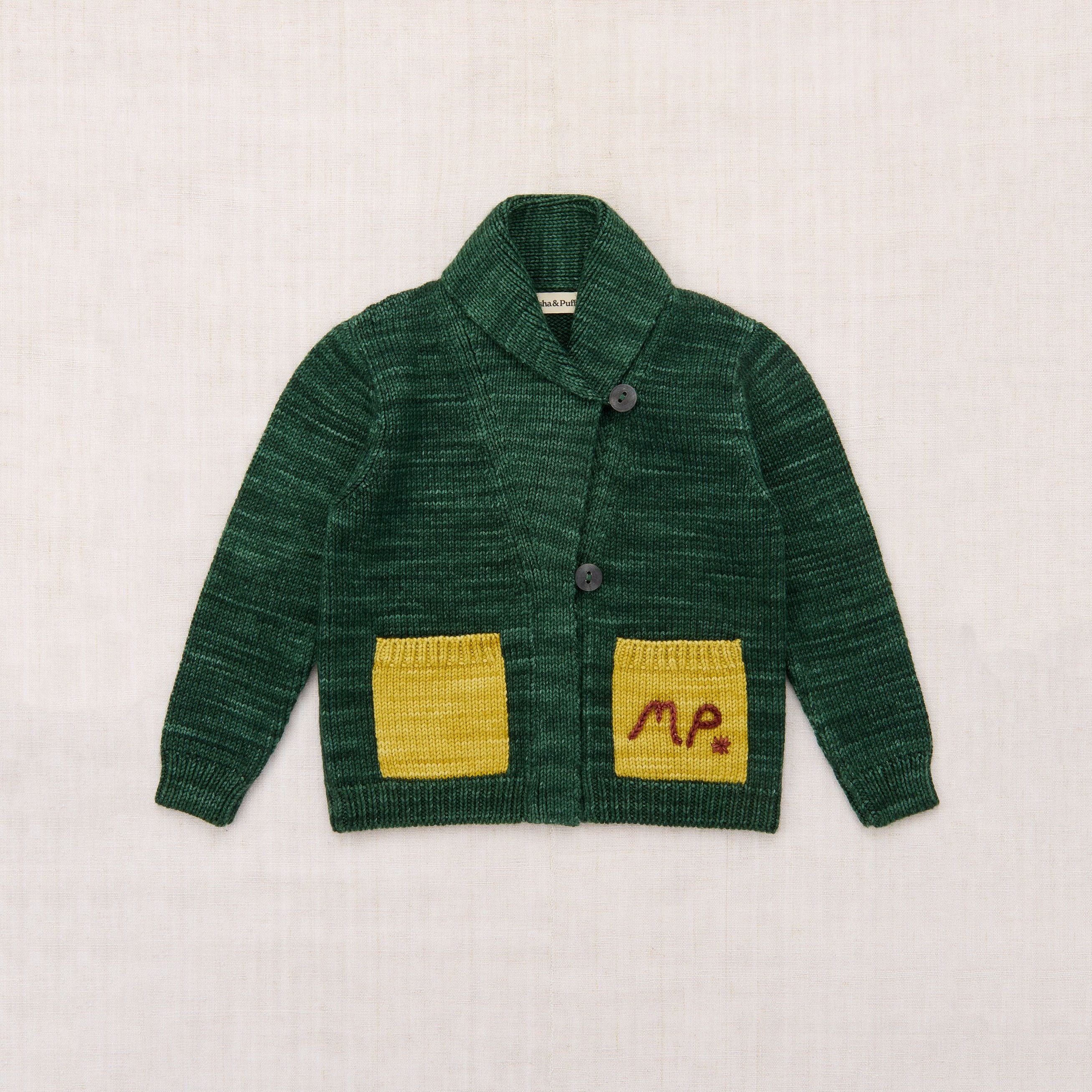 Boys & Girls Green Knit Wool Cardigan