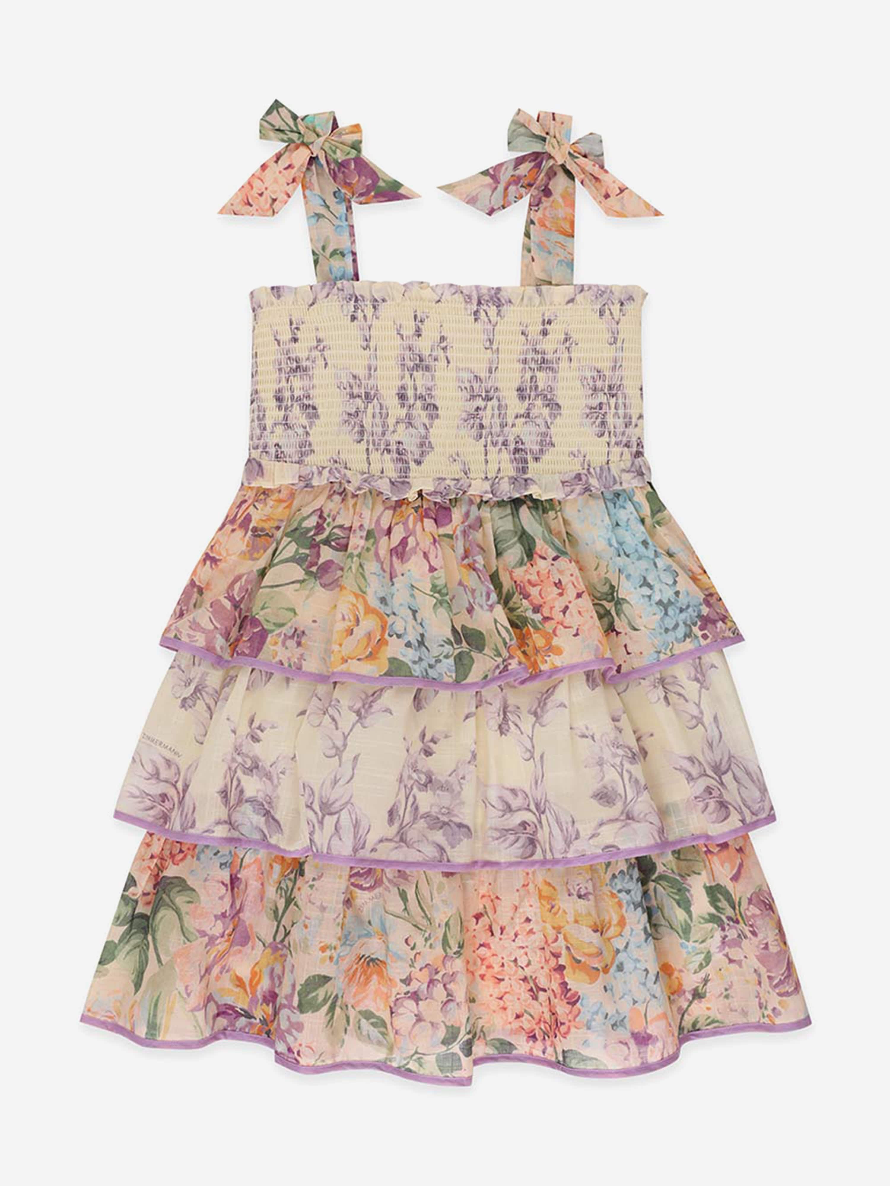 Zimmermann Girls Halliday Tiered Dress in Multicolour