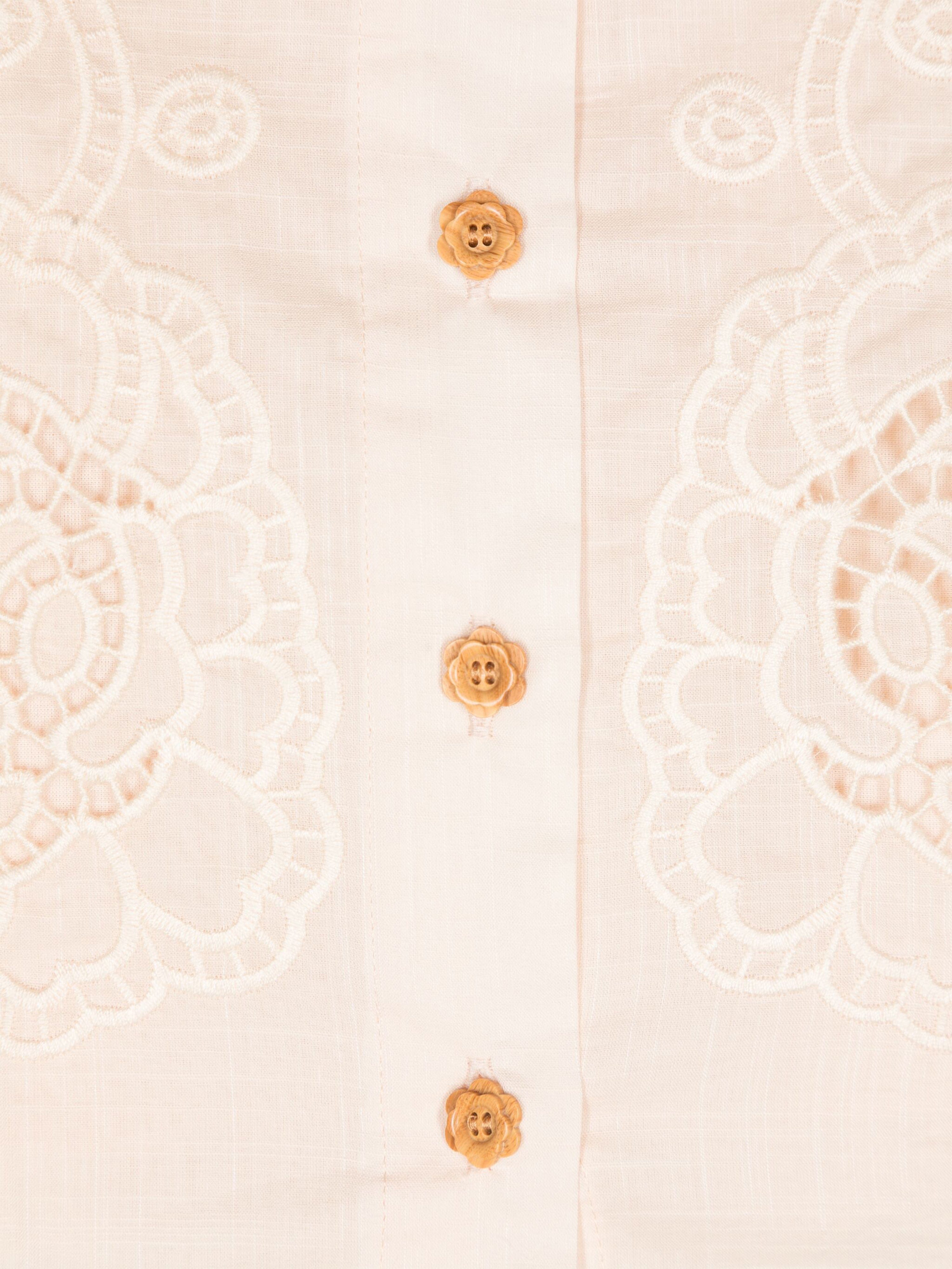 Zimmermann Girls Halliday Embroidered Shirt in Ivory