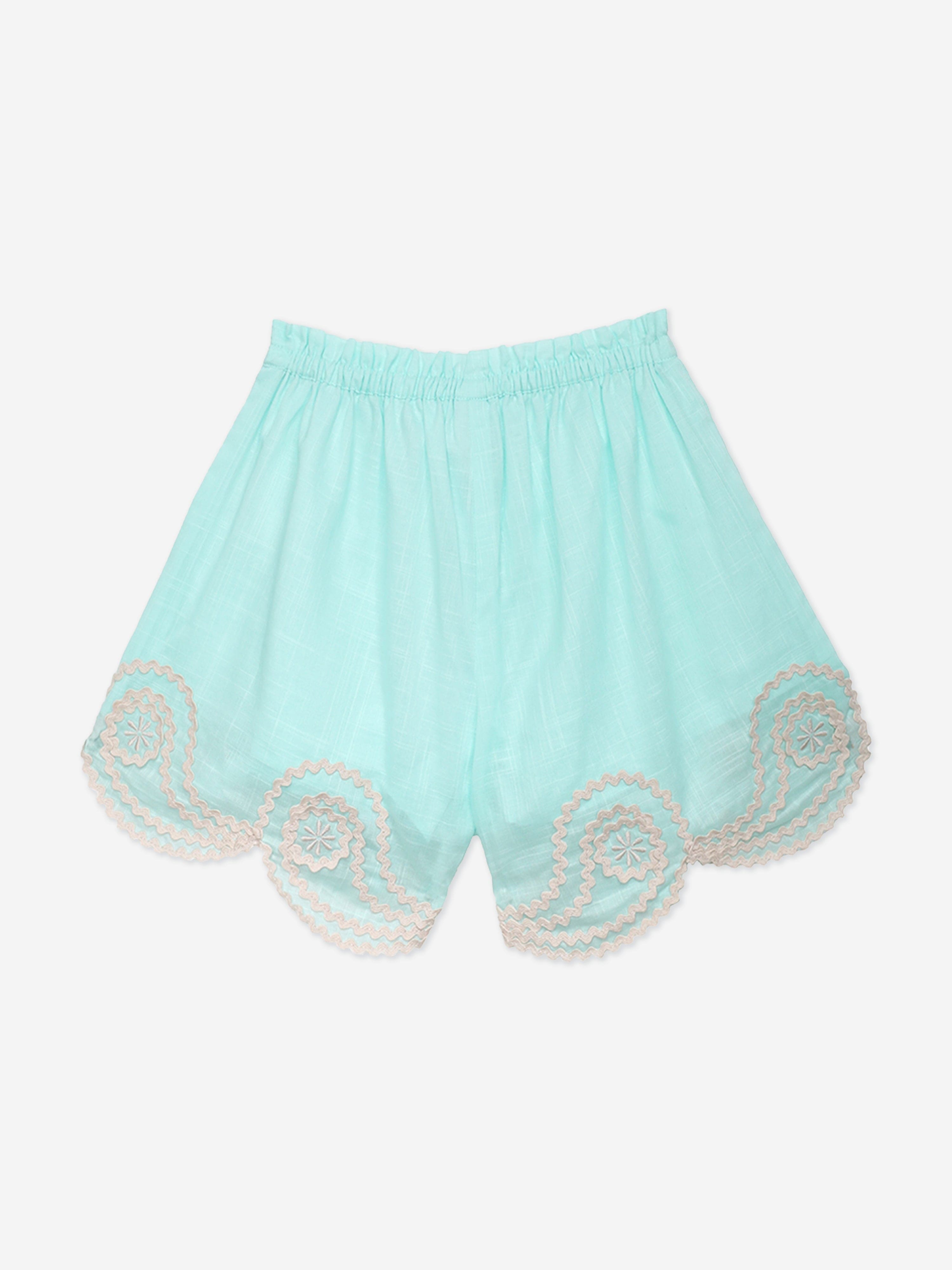 Zimmermann Girls Waverly Ric Rac Shorts in Blue