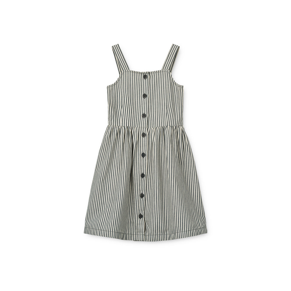 Girls Blue Stripes Cotton Dress