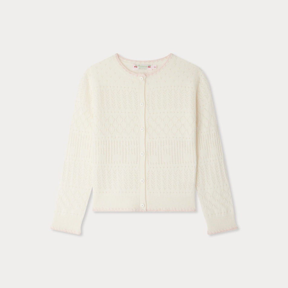Girls White Cashmere Cardigan