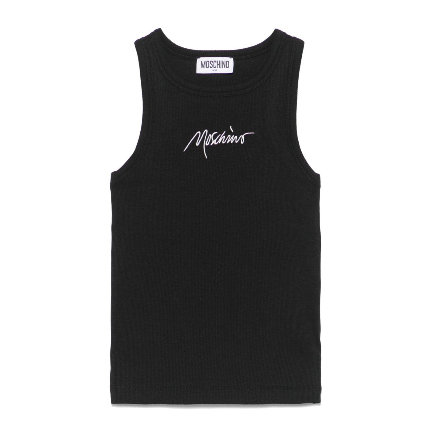 Girls Black Embroidered Logo Cotton Vest