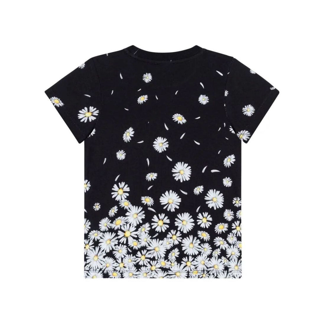 Girls Black Daisy Cotton T-Shirt