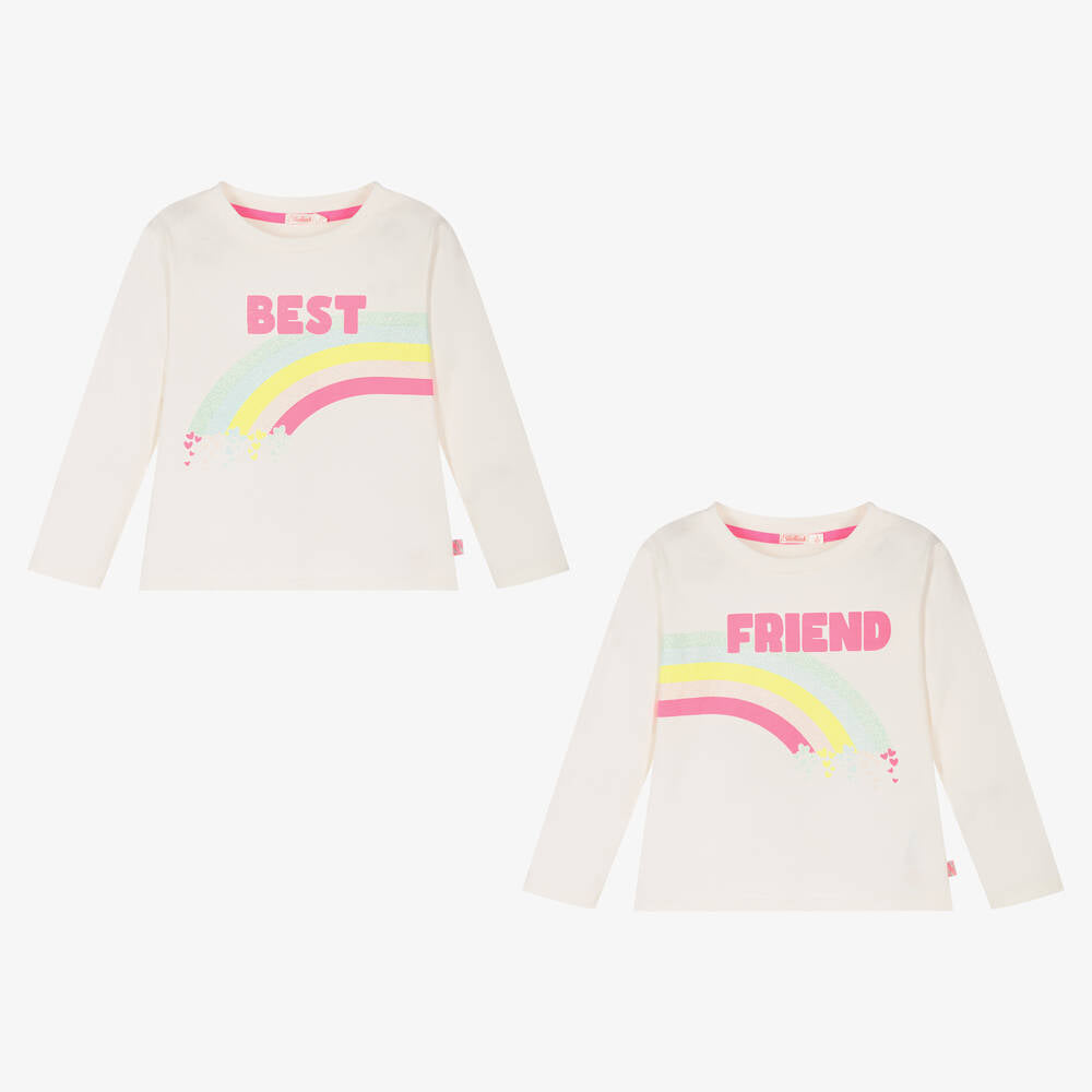 Girls White Logo Cotton T-Shirt Set(2 Pack)