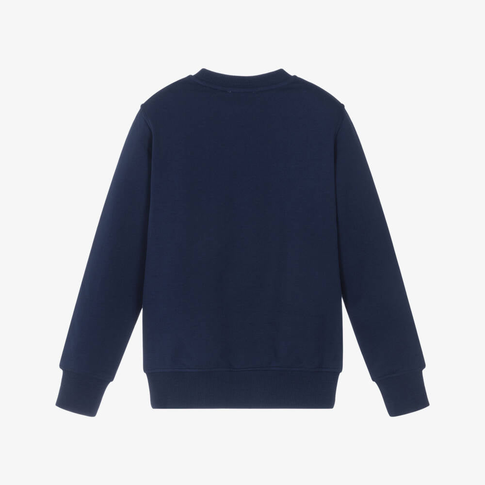 Boys & Girls Navy Bear Printed Cotton Sweatshirt
