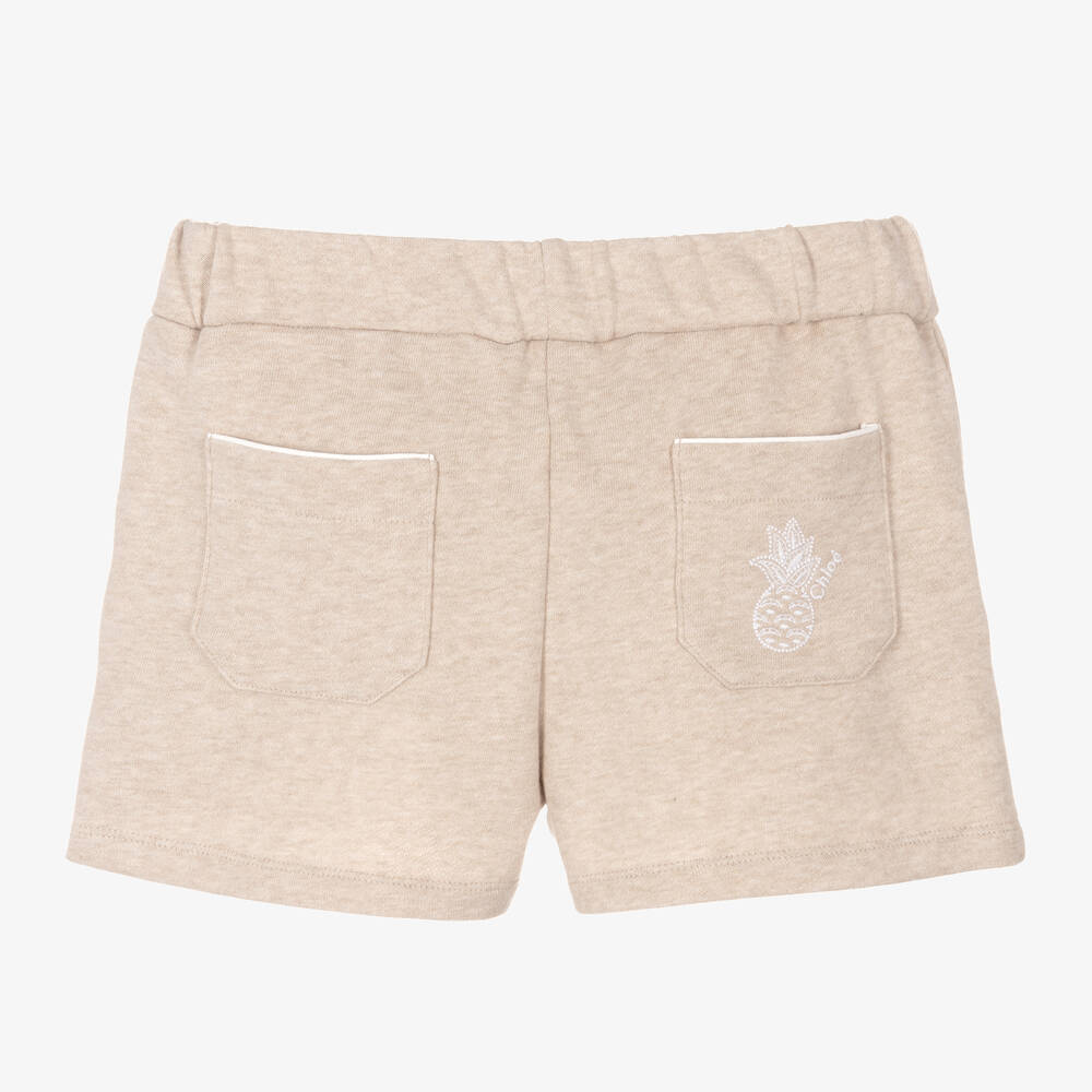 Girls Beige Cotton Shorts