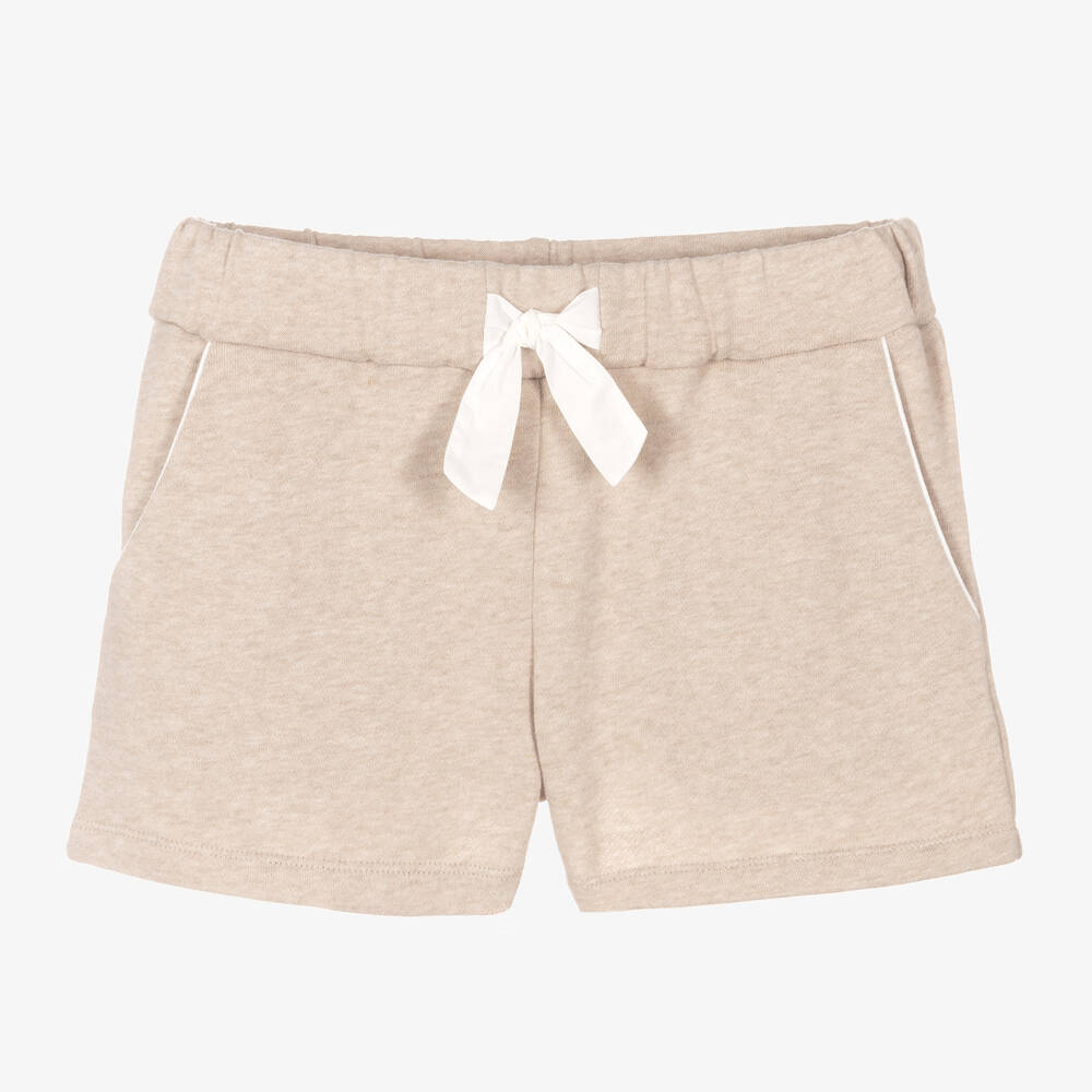 Girls Beige Cotton Shorts