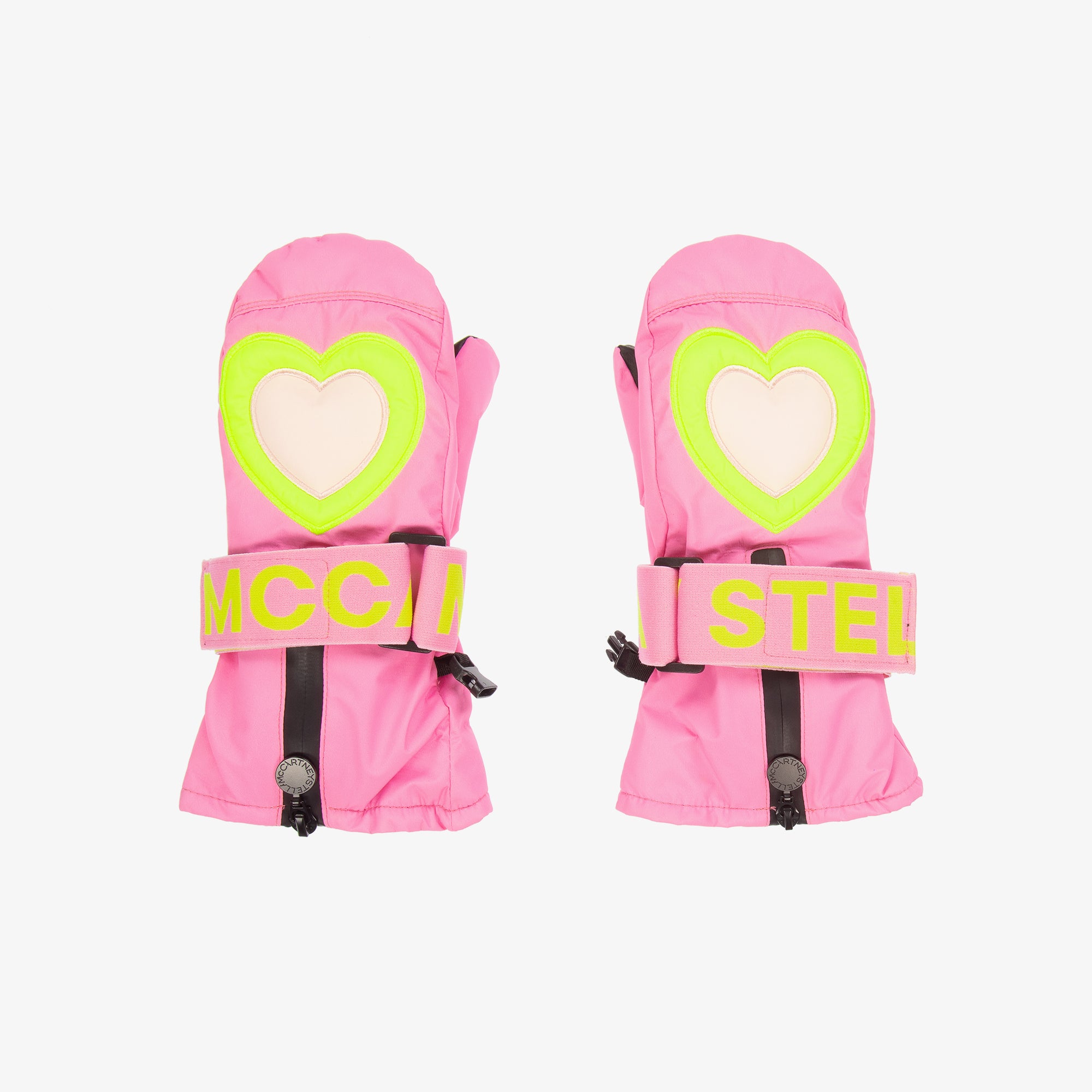 Girls Pink Heart Ski Gloves