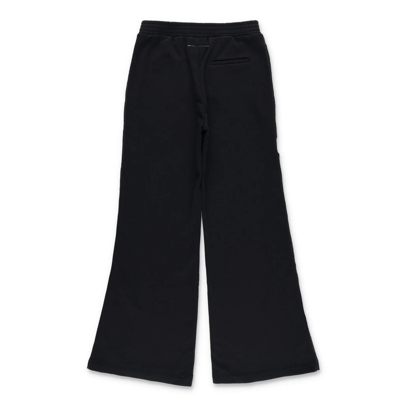 Girls Black Embroidered Logo Cotton Trousers