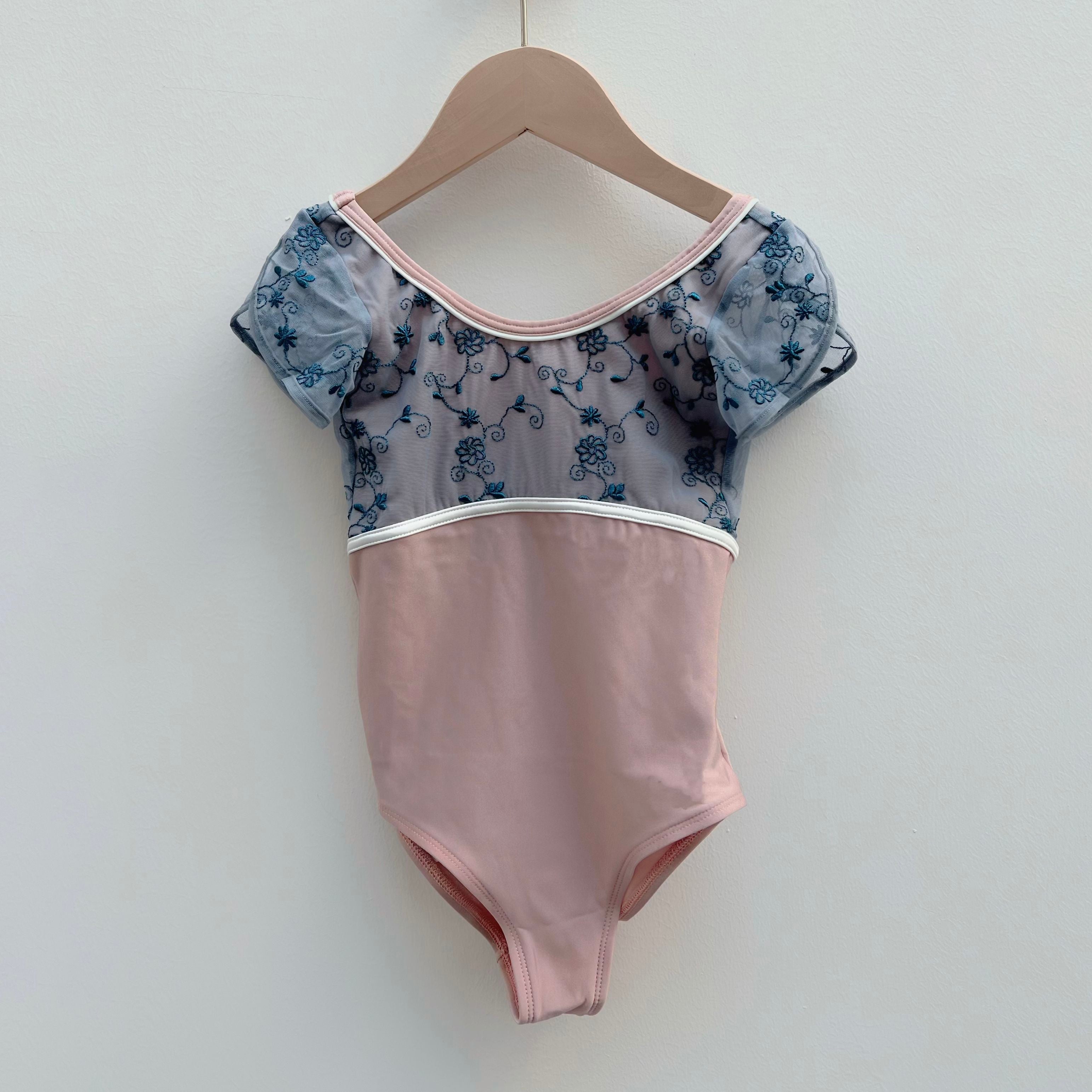 Girls Pink "ISIDE" Embroidered Ballet Onesies(KC17088-C24/L09+L09+TRD28+L01)