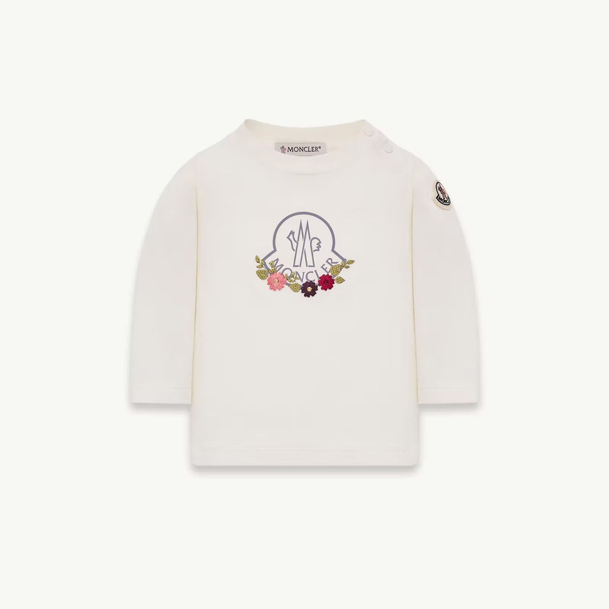 Baby Girls White Embroidered Cotton Long Sleeves T-Shirt
