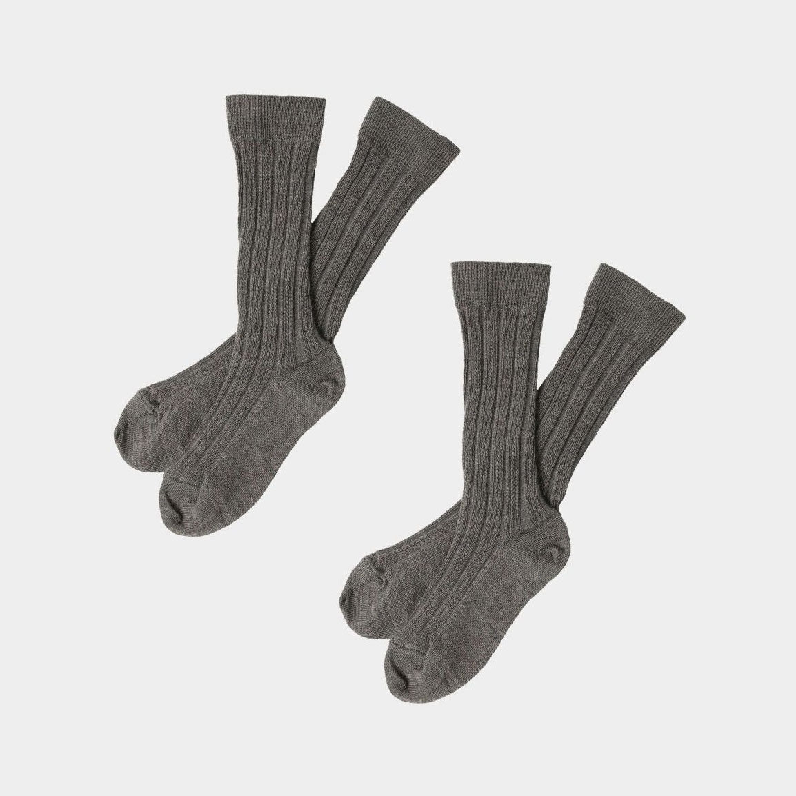 Boys & Girls Dark Grey Knee Wool Socks Set(2 Pack)