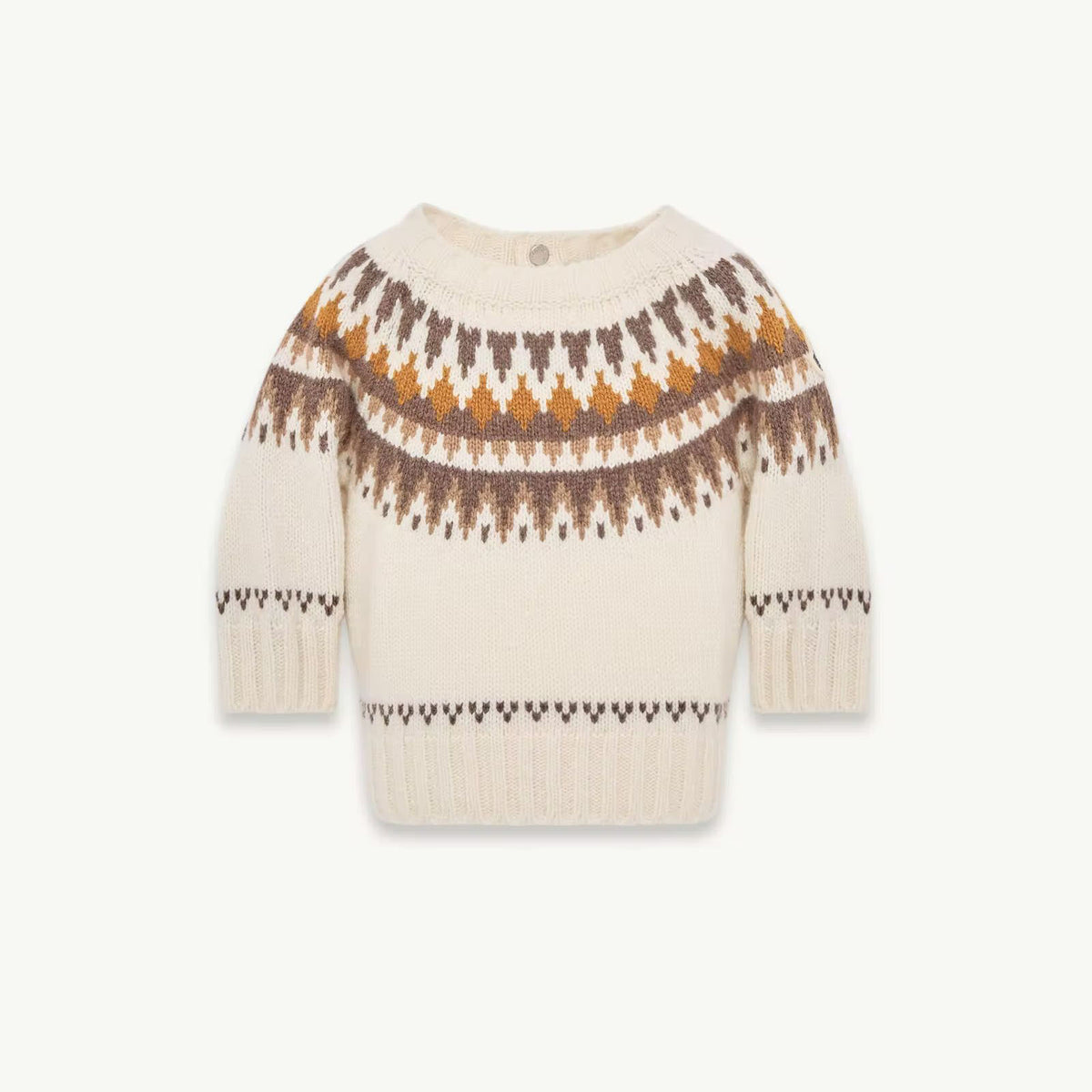 Pull en laine jacquard blanc pour bébés garçons