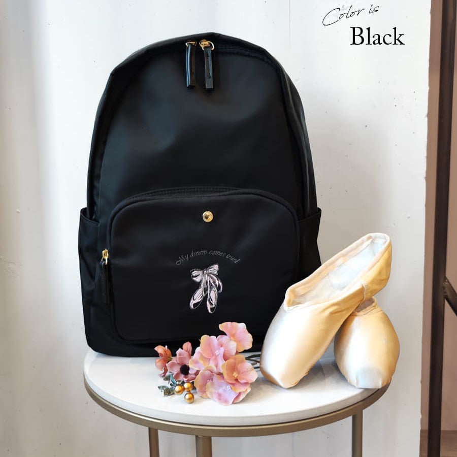 Girls Black"item69/black"Ballet Backpack(宽28x高40x深11cm)