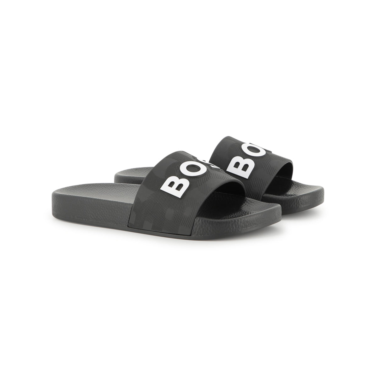Boys Black Logo Slippers