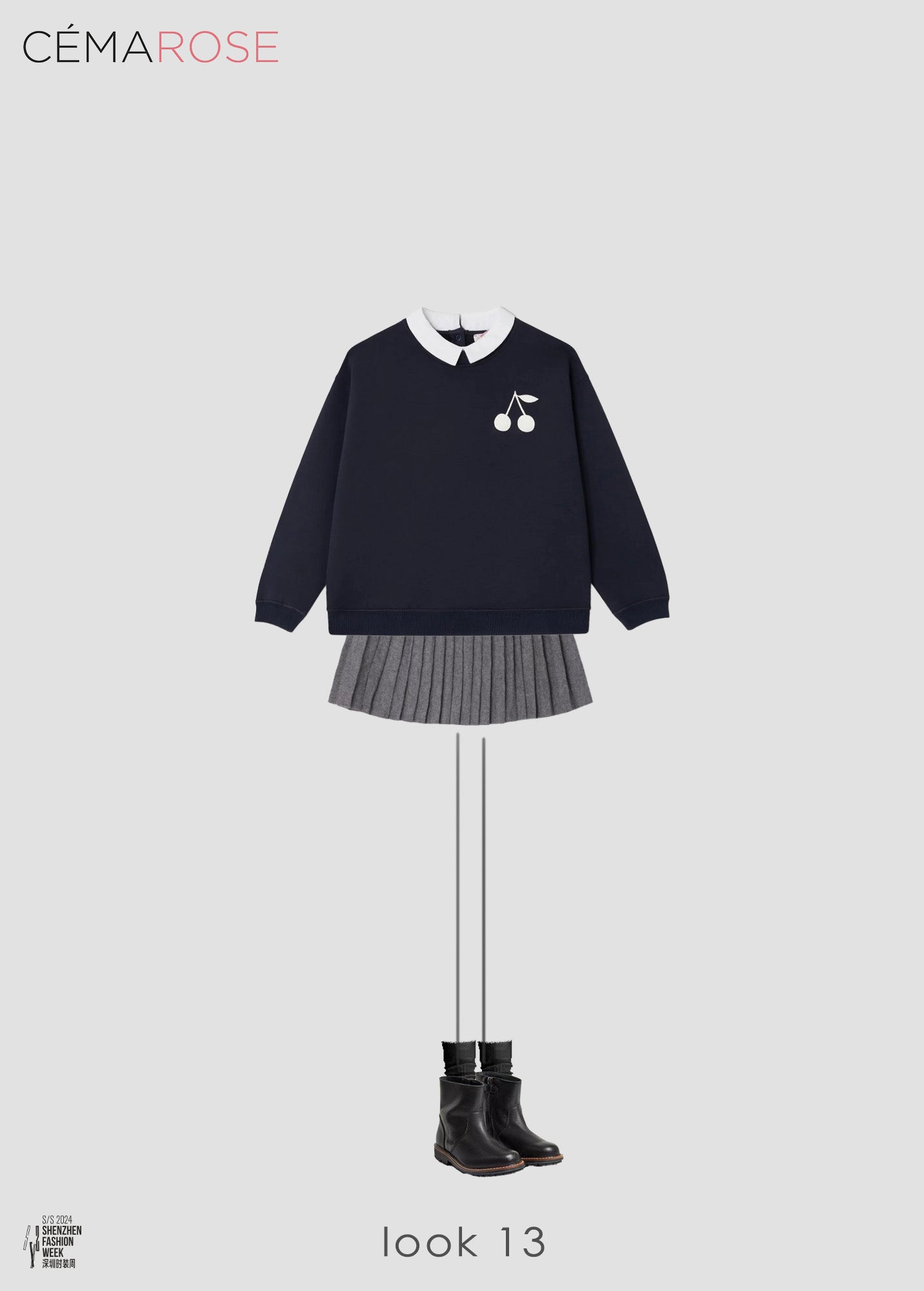 Girls Navy Logo Cotton Sweatshirt