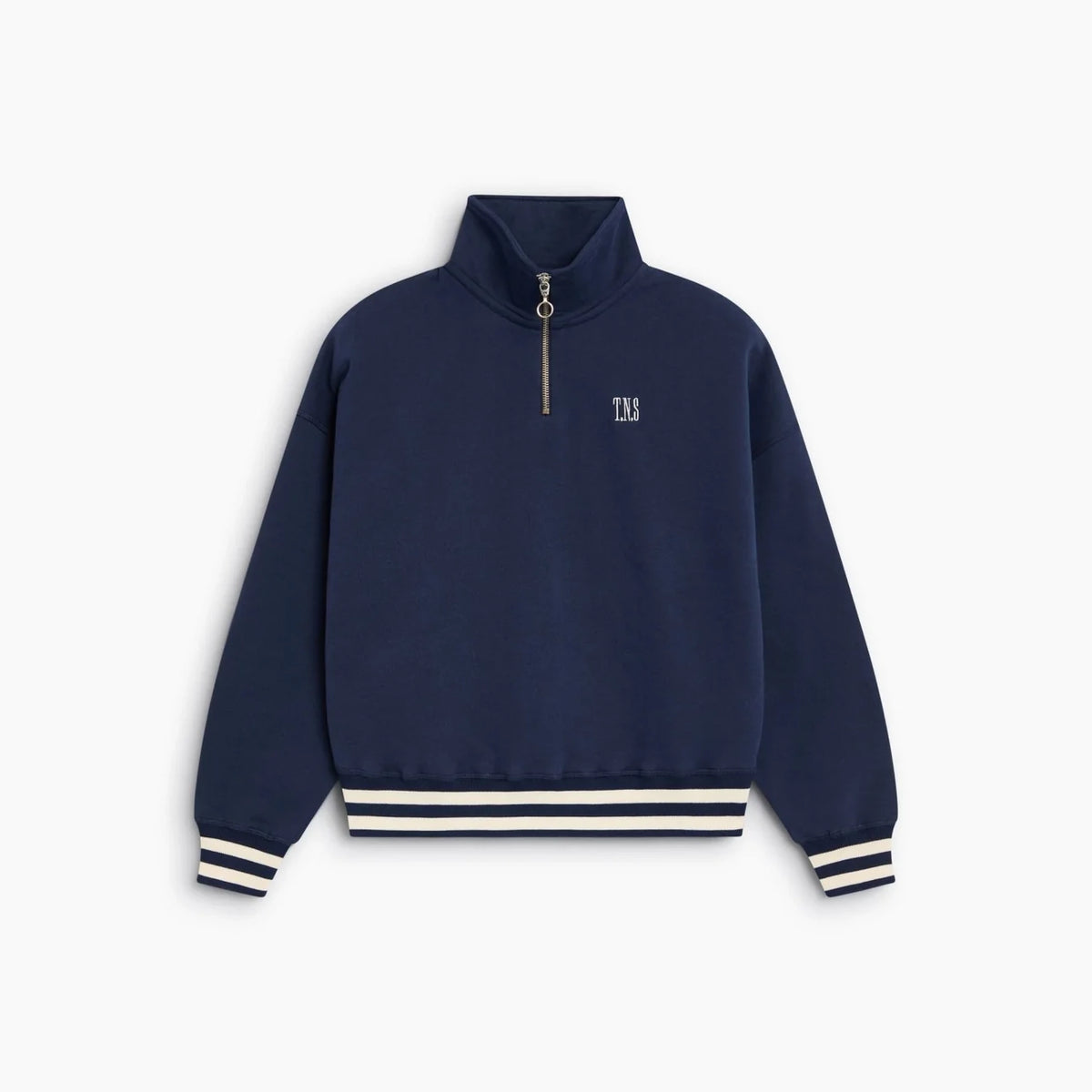 Boys & Girls Navy Mock-neck Cotton Sweatshirt