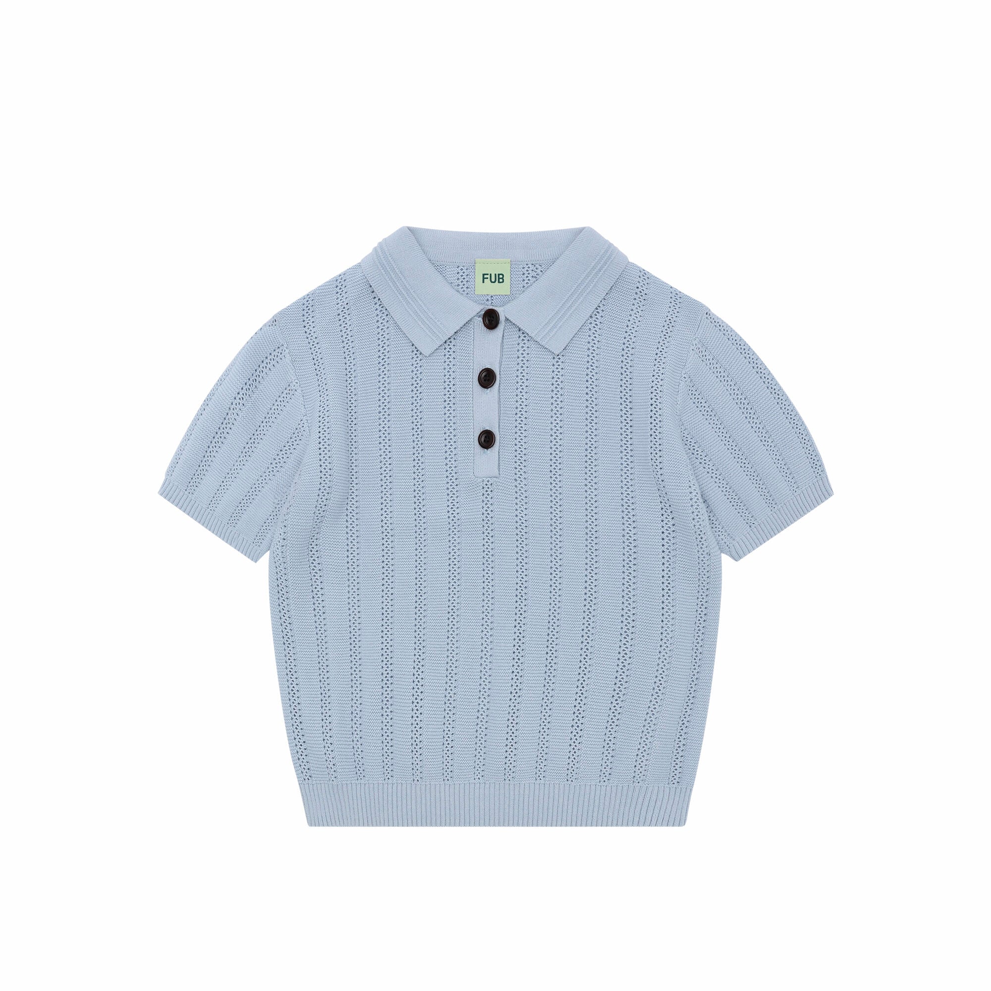 Boys & Girls Light Blue Pointelle Cotton Polo Shirt
