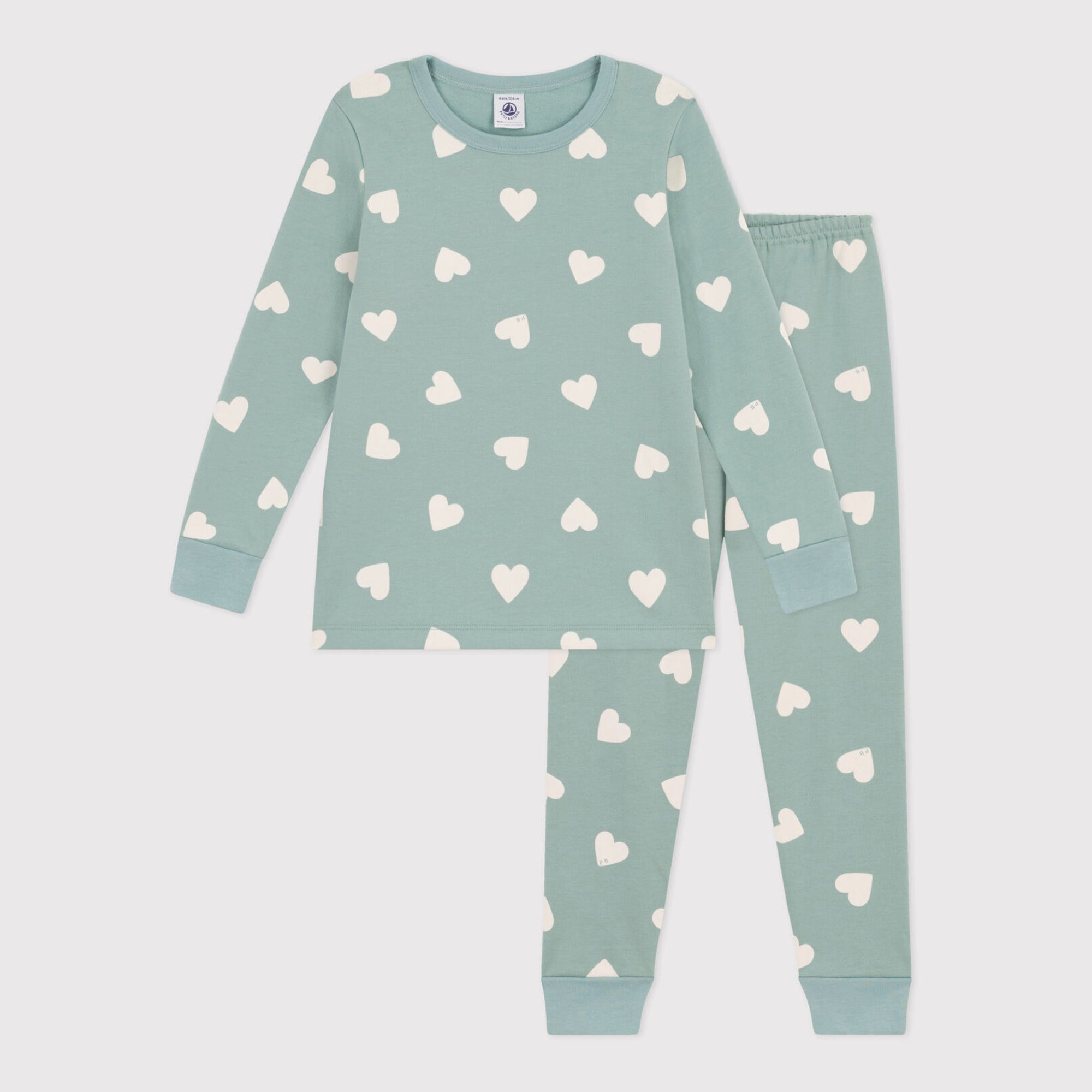 Girls Green Heart Cotton Nightwear Set