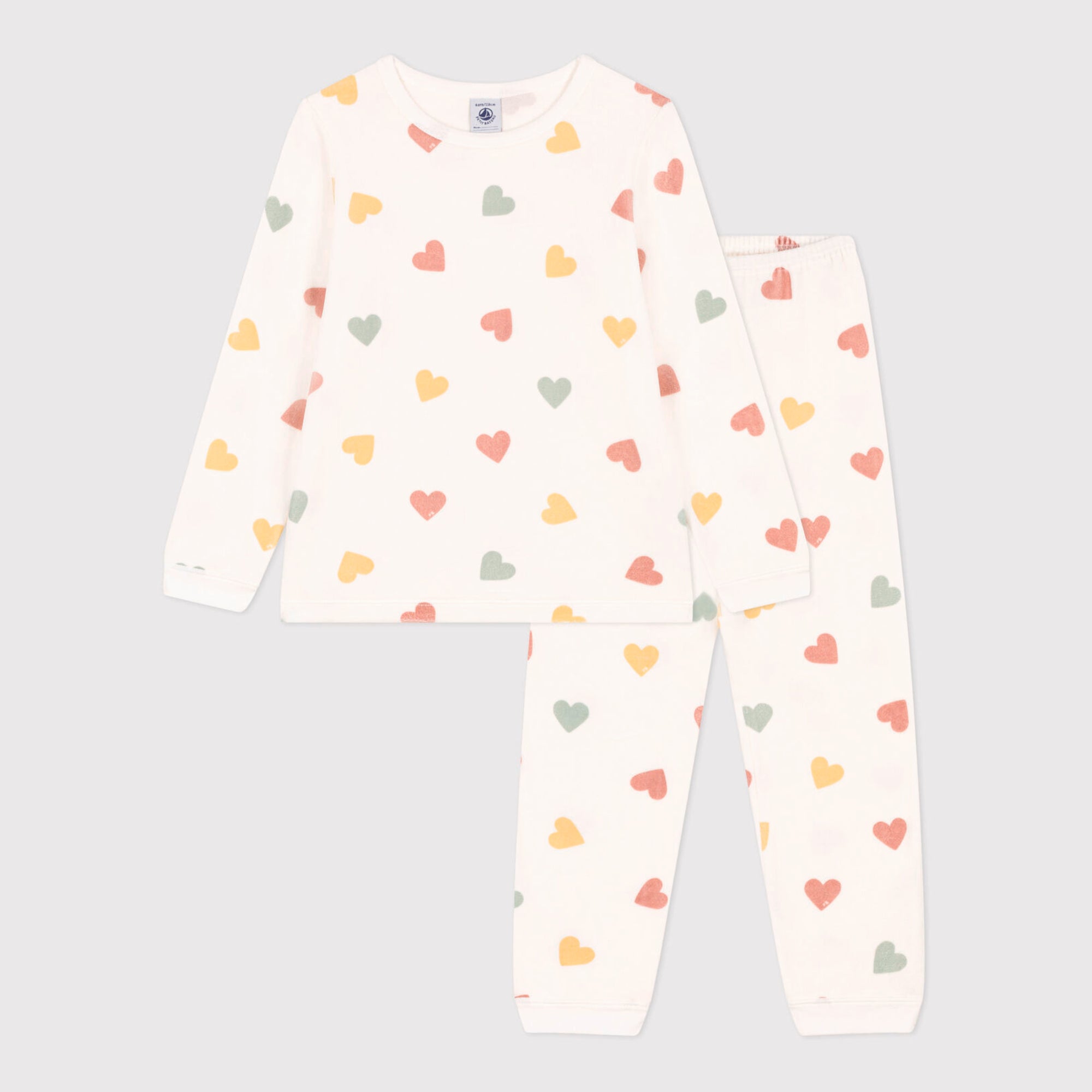 Girls White Heart Cotton Nightwear Set