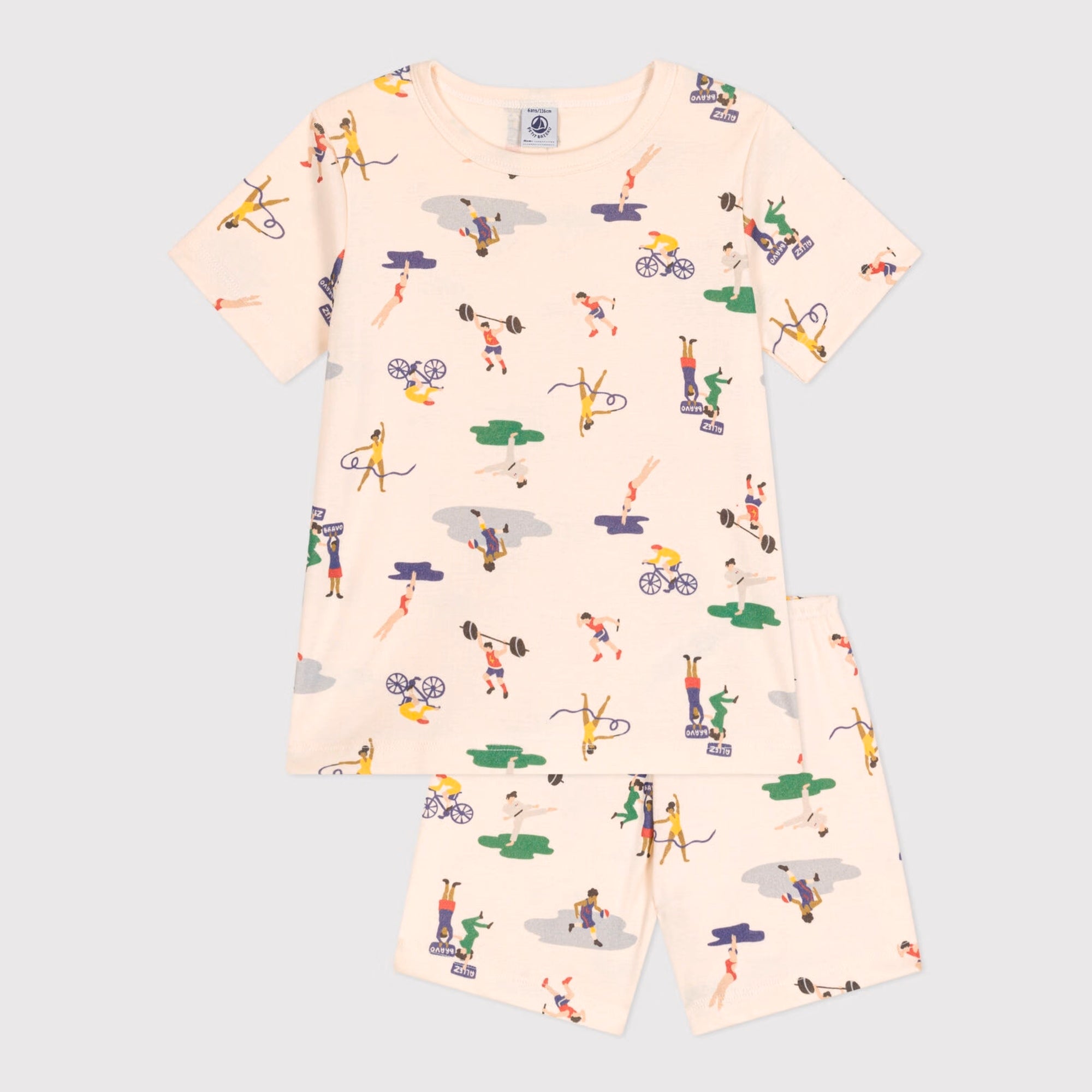 Girls Beige Printed Cotton Nightwear Set