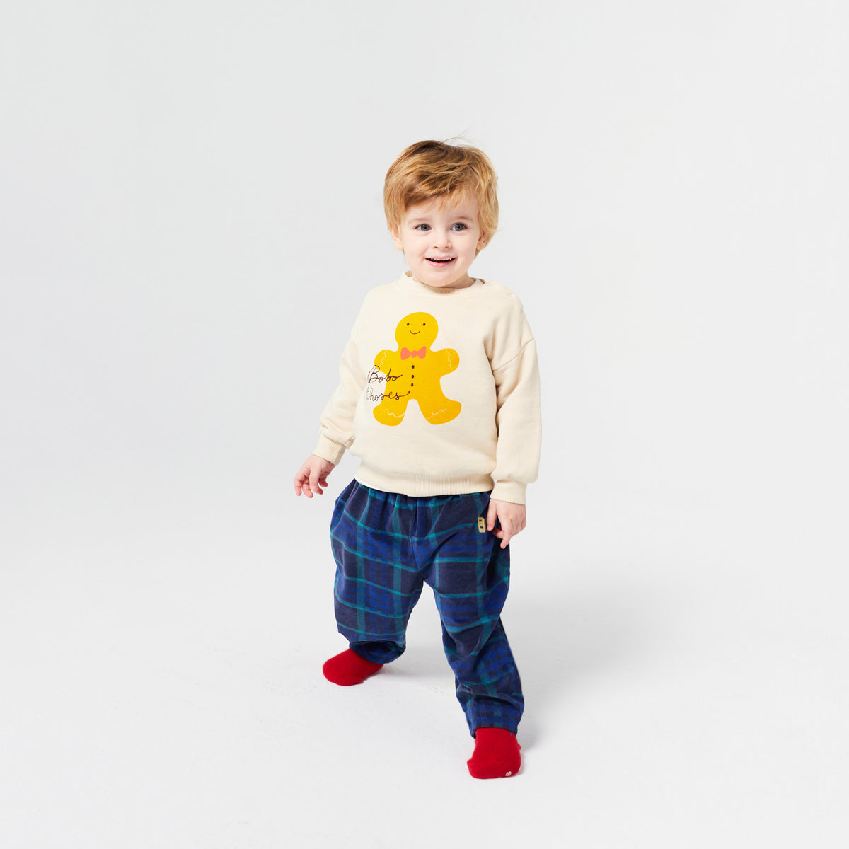 Sweat-shirt blanc en coton imprimé pain d'épices pour bébés garçons et filles