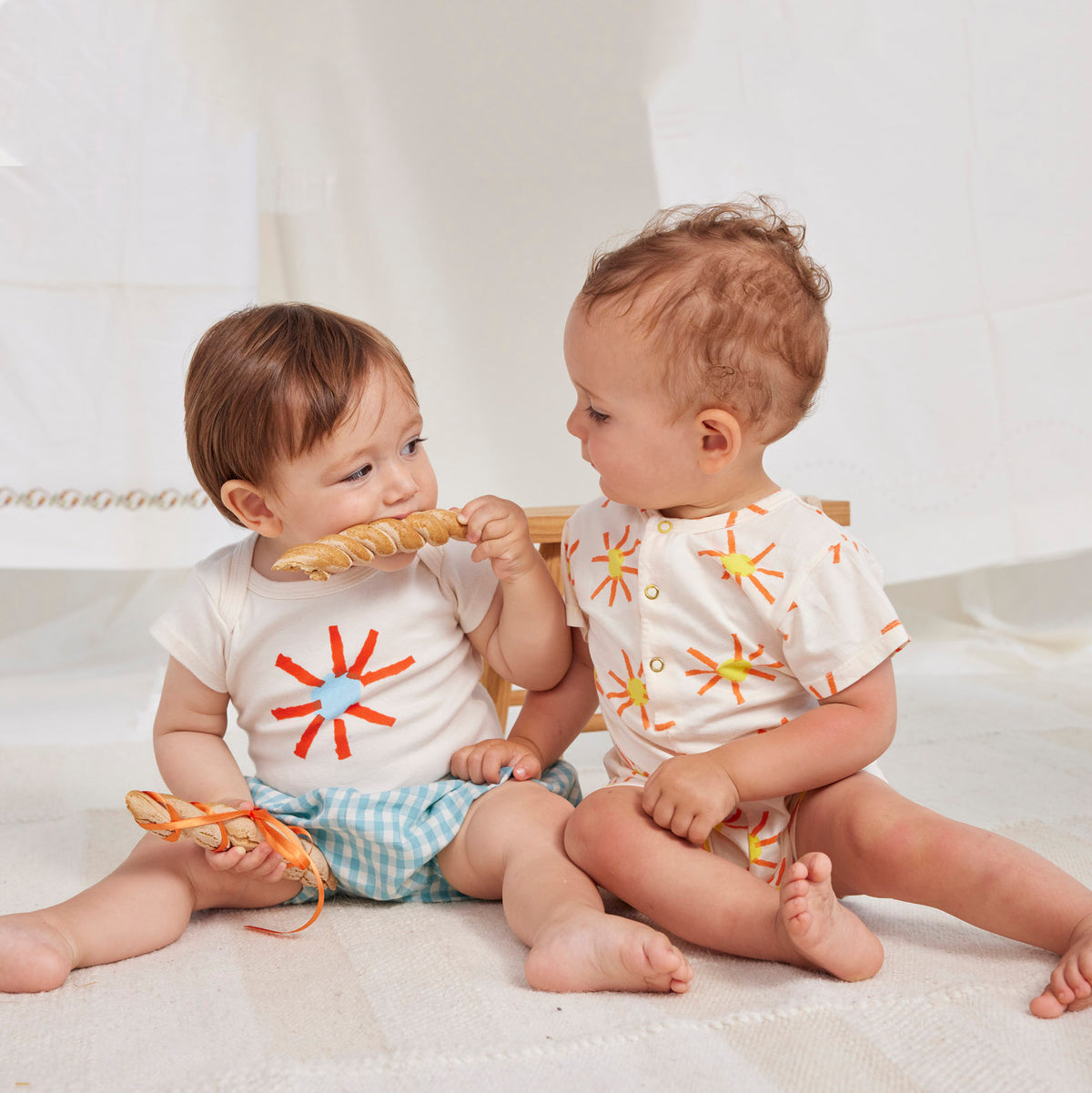 Ensemble de pyjamas en coton blanc pour bébés garçons et filles (lot de 2)