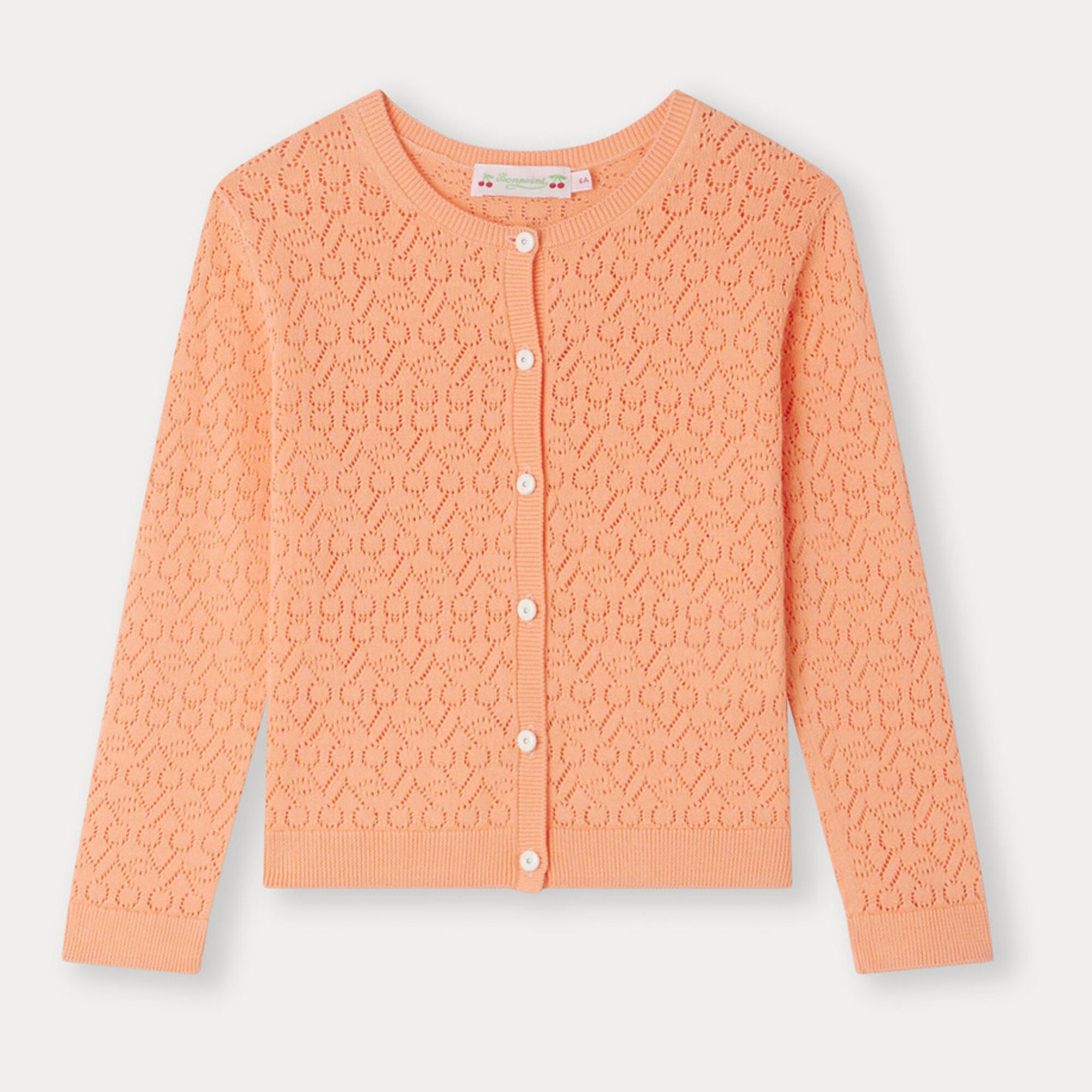 Girls Apricot Hollow Logo Cotton Cardigan