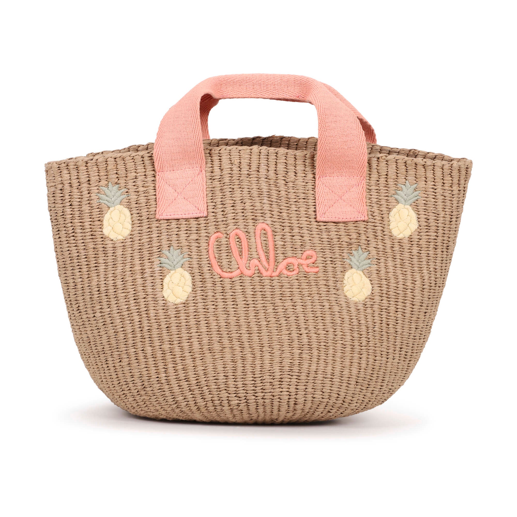 Girls Beige Pineapple Handbag(L33cm x H22cm)