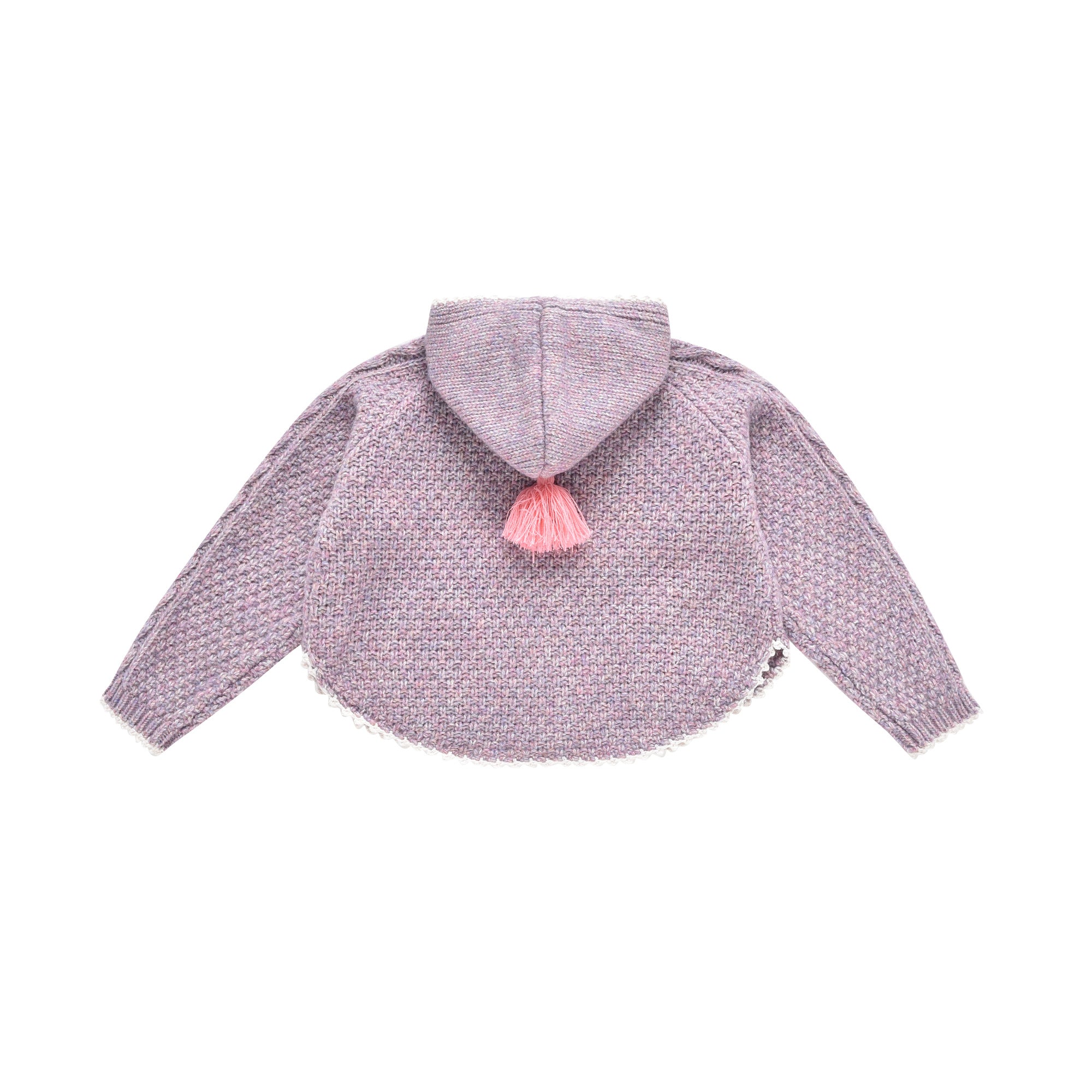 Girls Mauve Wool Hooded Cardigan