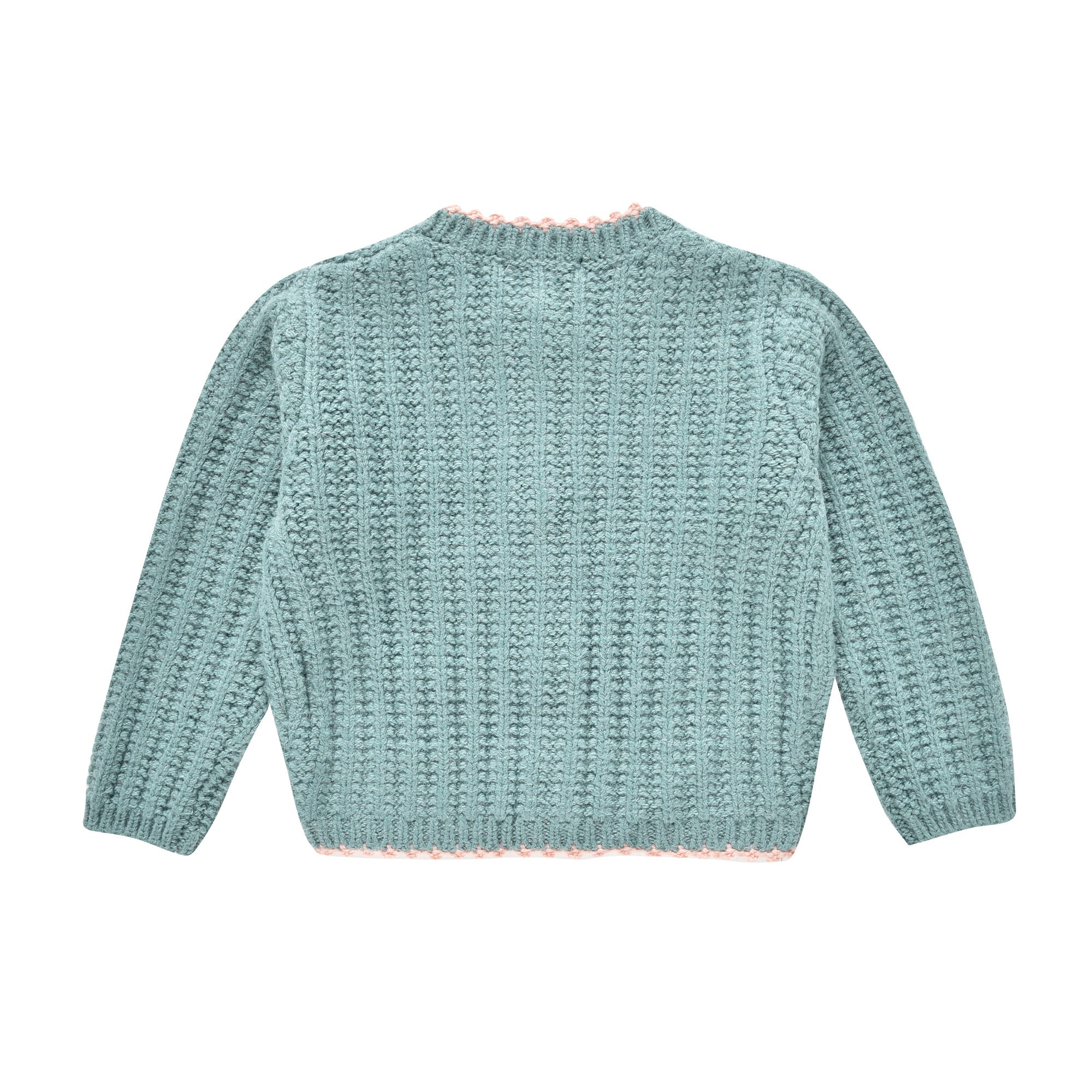 Girls Blue Flower Wool Cardigan