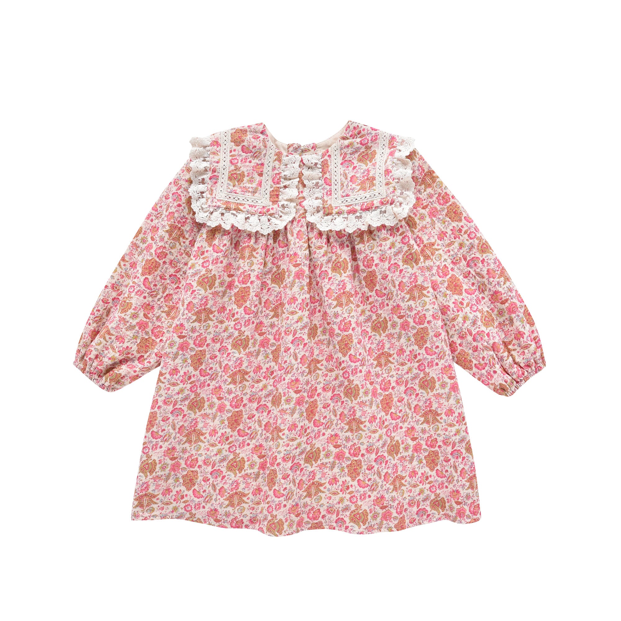 Girls Pink Floral Cotton Dress