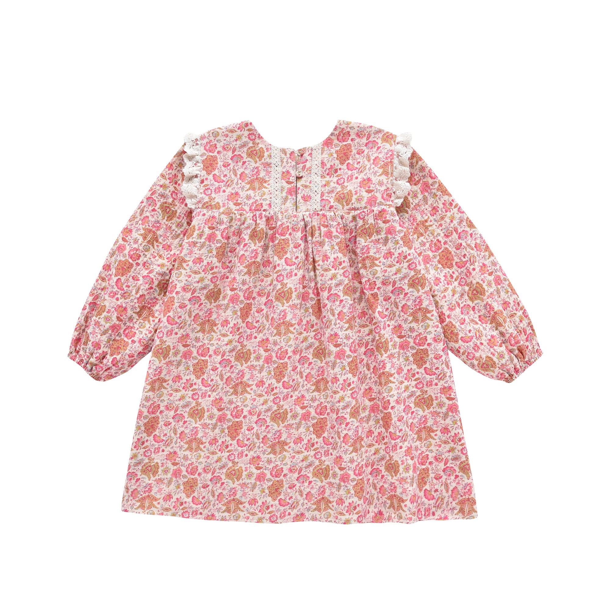 Girls Pink Floral Cotton Dress