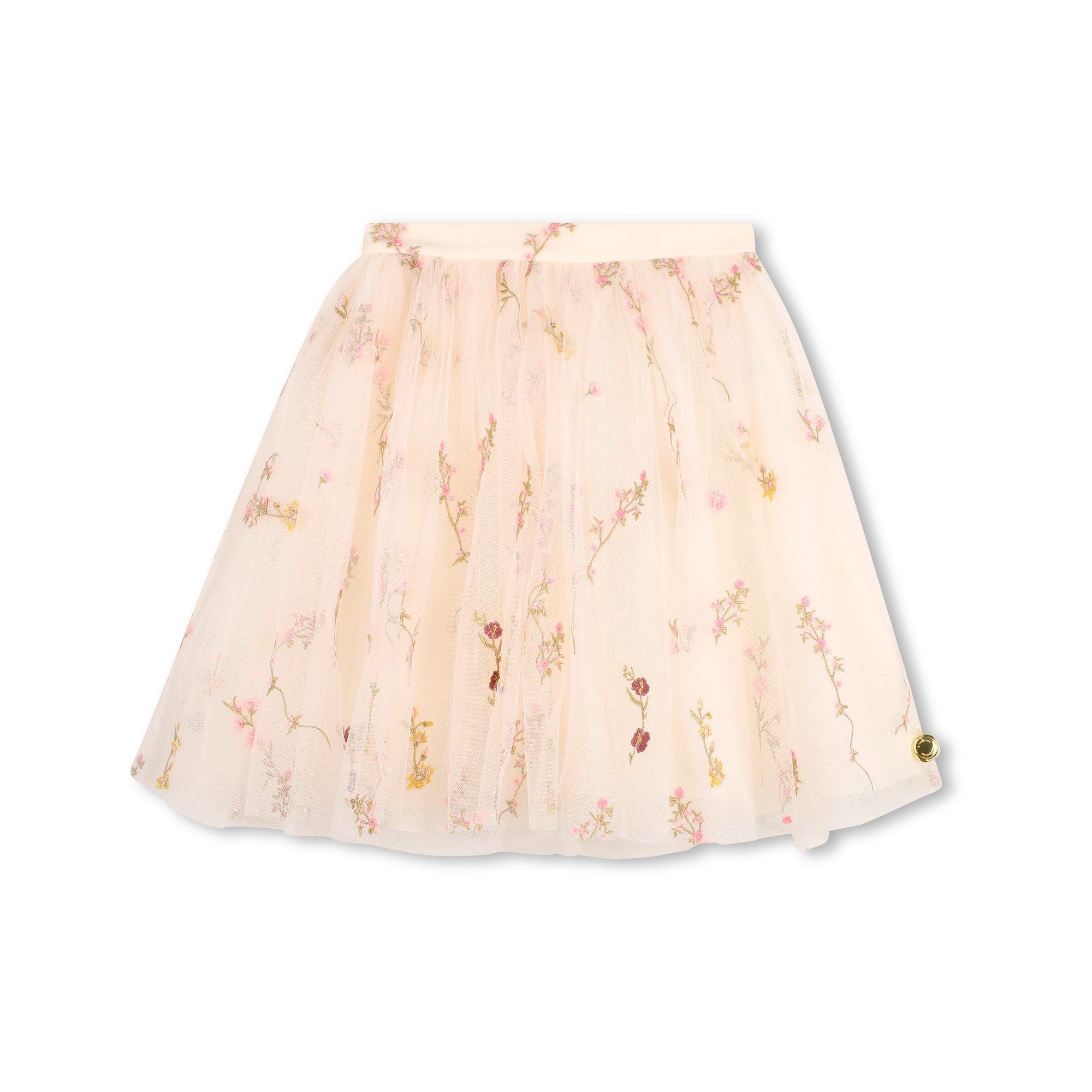 Girls White Embroidered Tulle Skirt