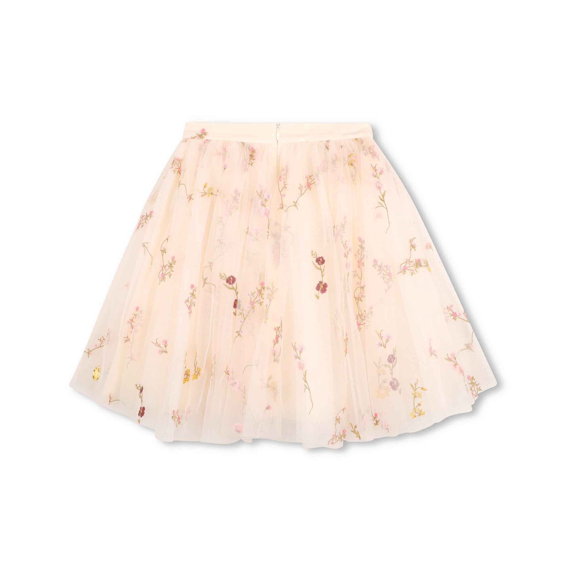 Girls White Embroidered Tulle Skirt