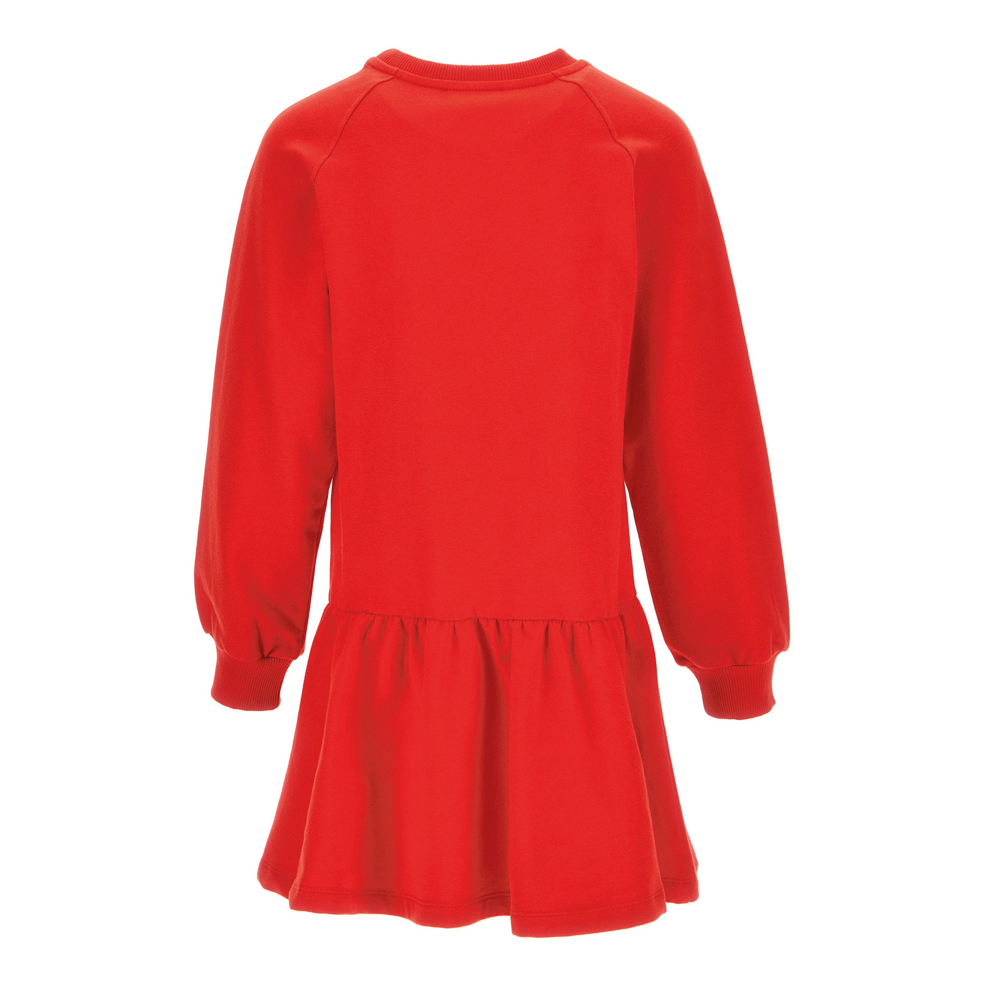Girls Red Printed Cotton Dress