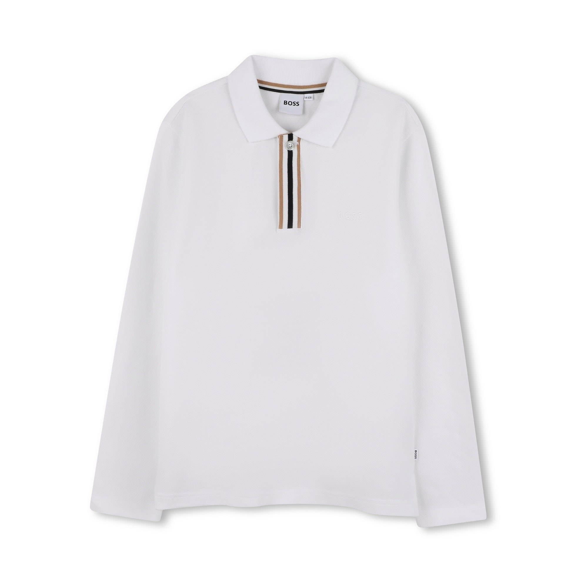 Boys White Cotton Polo Shirt