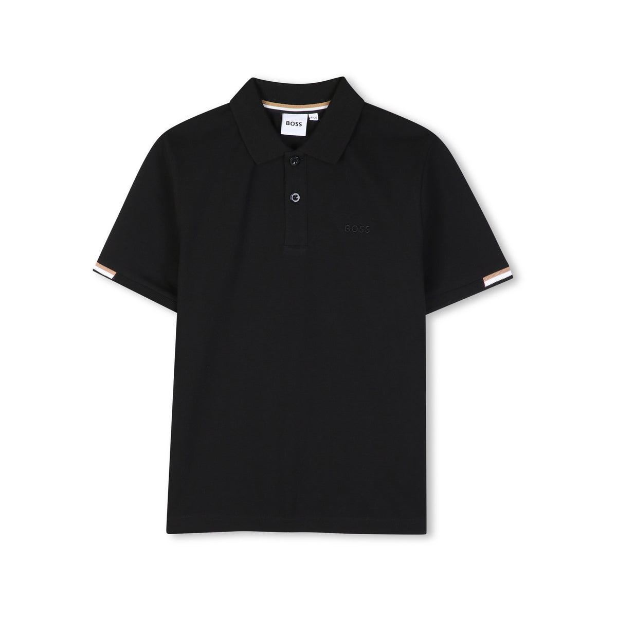 Boys Black Cotton Polo Shirt