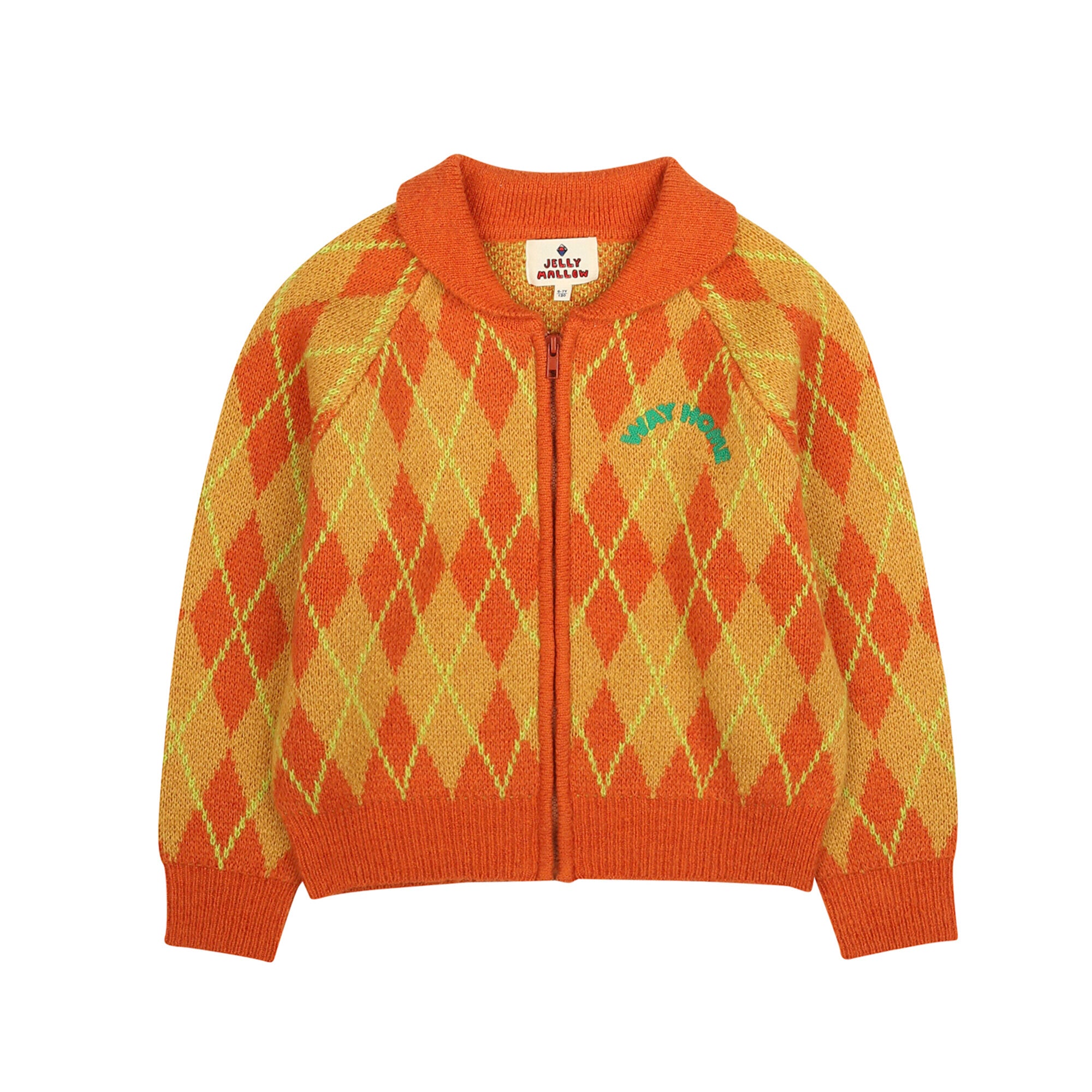 Girls Orange Check Cardigan