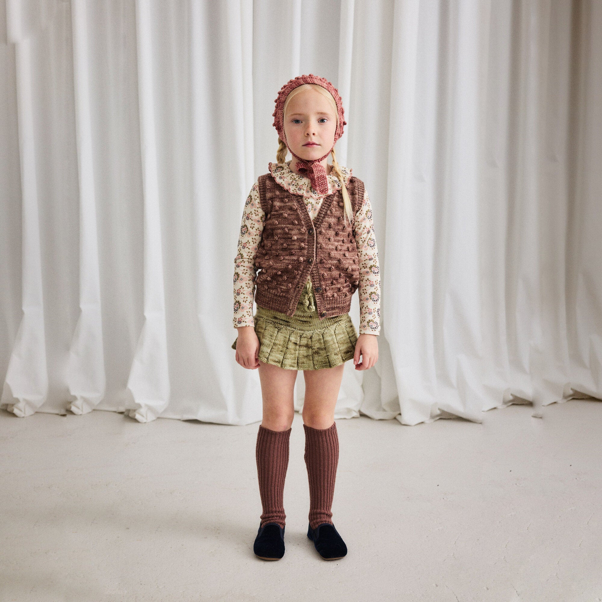 Boys & Girls Brown Popcorn Knit Gilet
