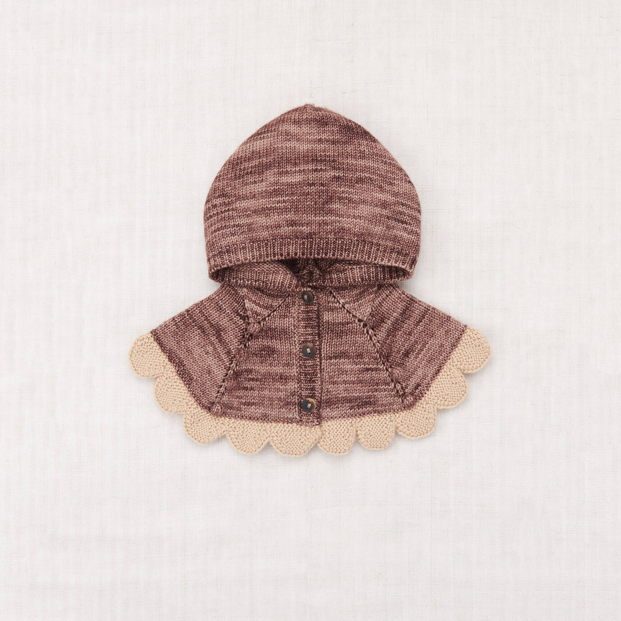 Boys & Girls Light Brown Wool Cape Hat