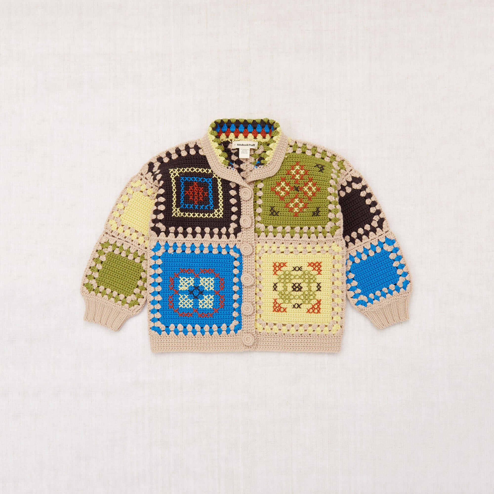 Boys & Girls Multicolor Patchwork Wool Jacket