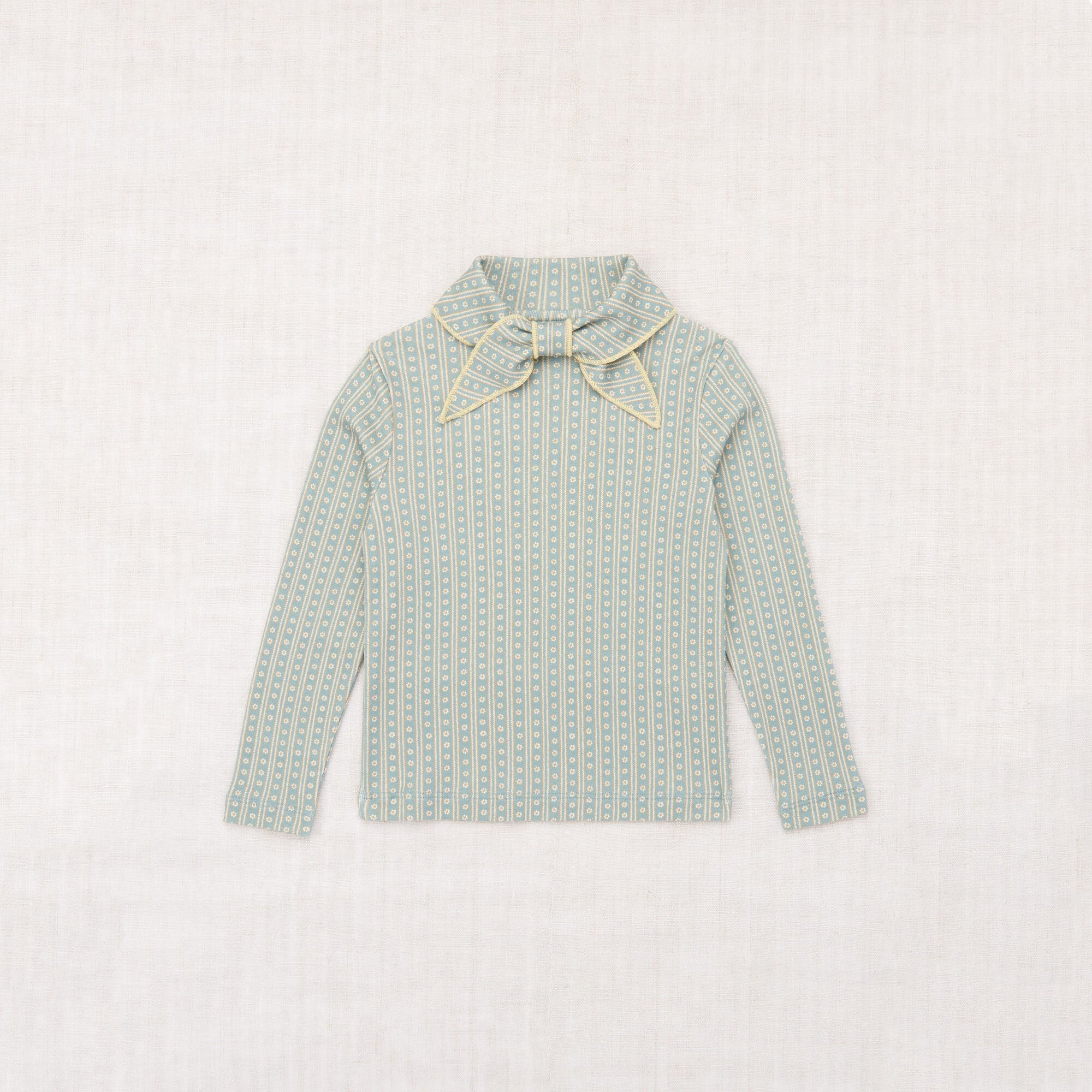 Boys & Girls Light Green Floral Bow Cotton T-Shirt