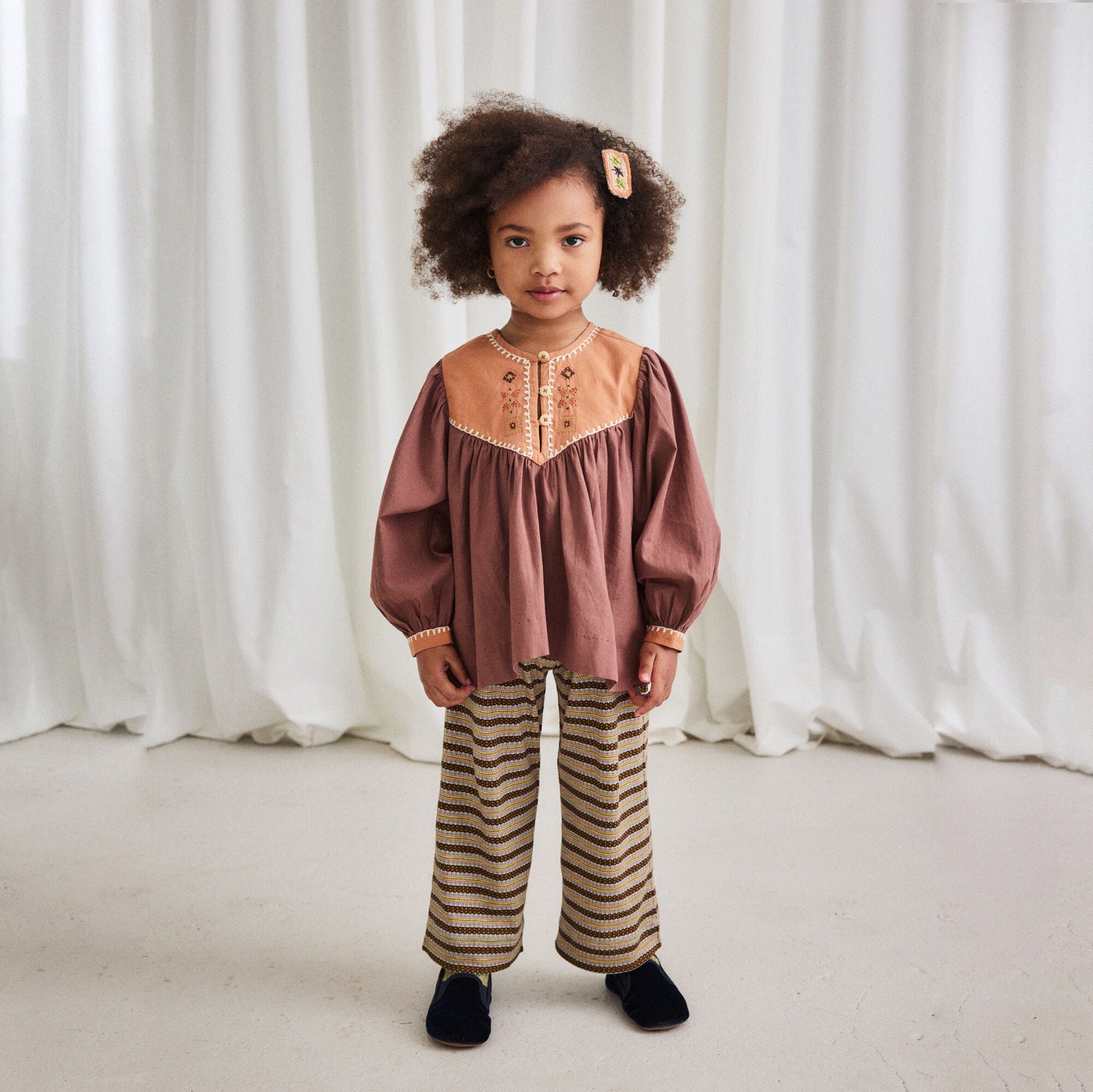Boys & Girls Beige Stripes Cotton Trousers